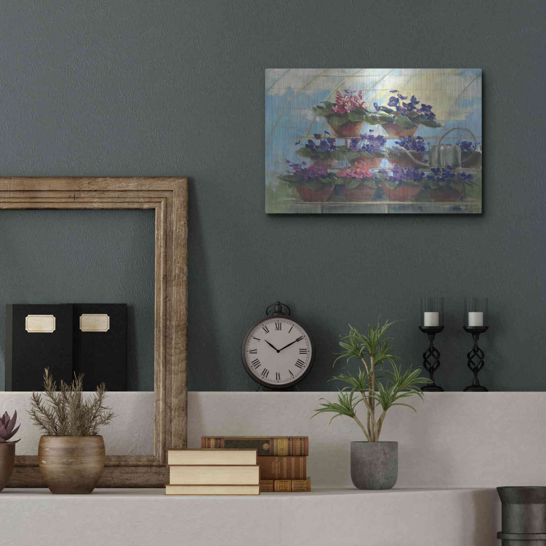 Luxe Metal Art 'Violets' by Carol Rowan, Metal Wall Art,16x12