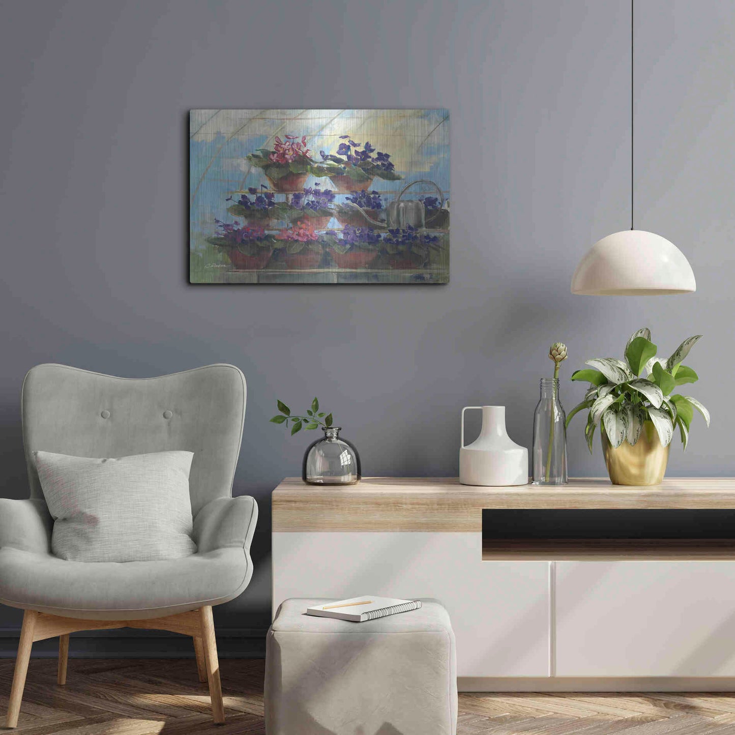 Luxe Metal Art 'Violets' by Carol Rowan, Metal Wall Art,24x16