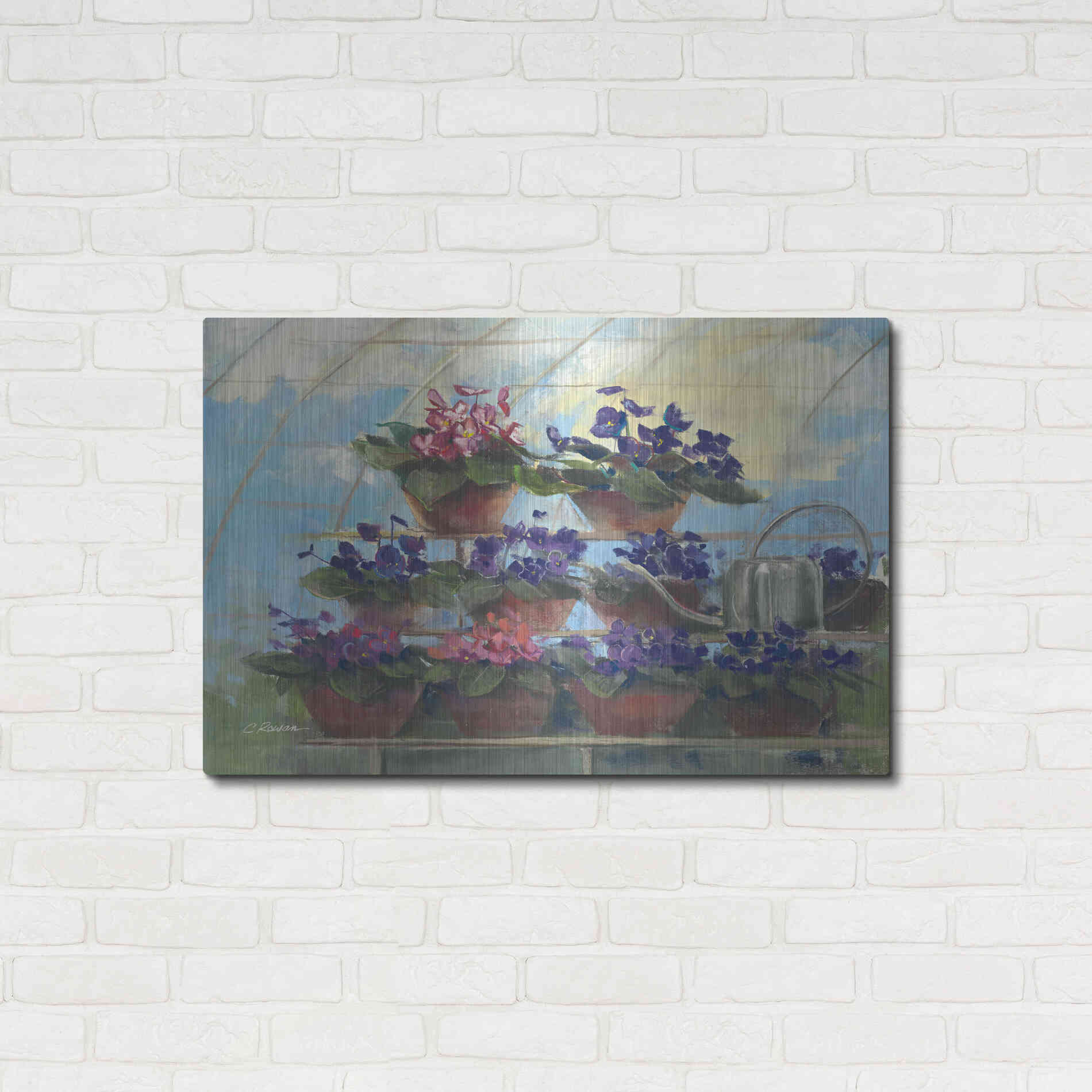 Luxe Metal Art 'Violets' by Carol Rowan, Metal Wall Art,36x24