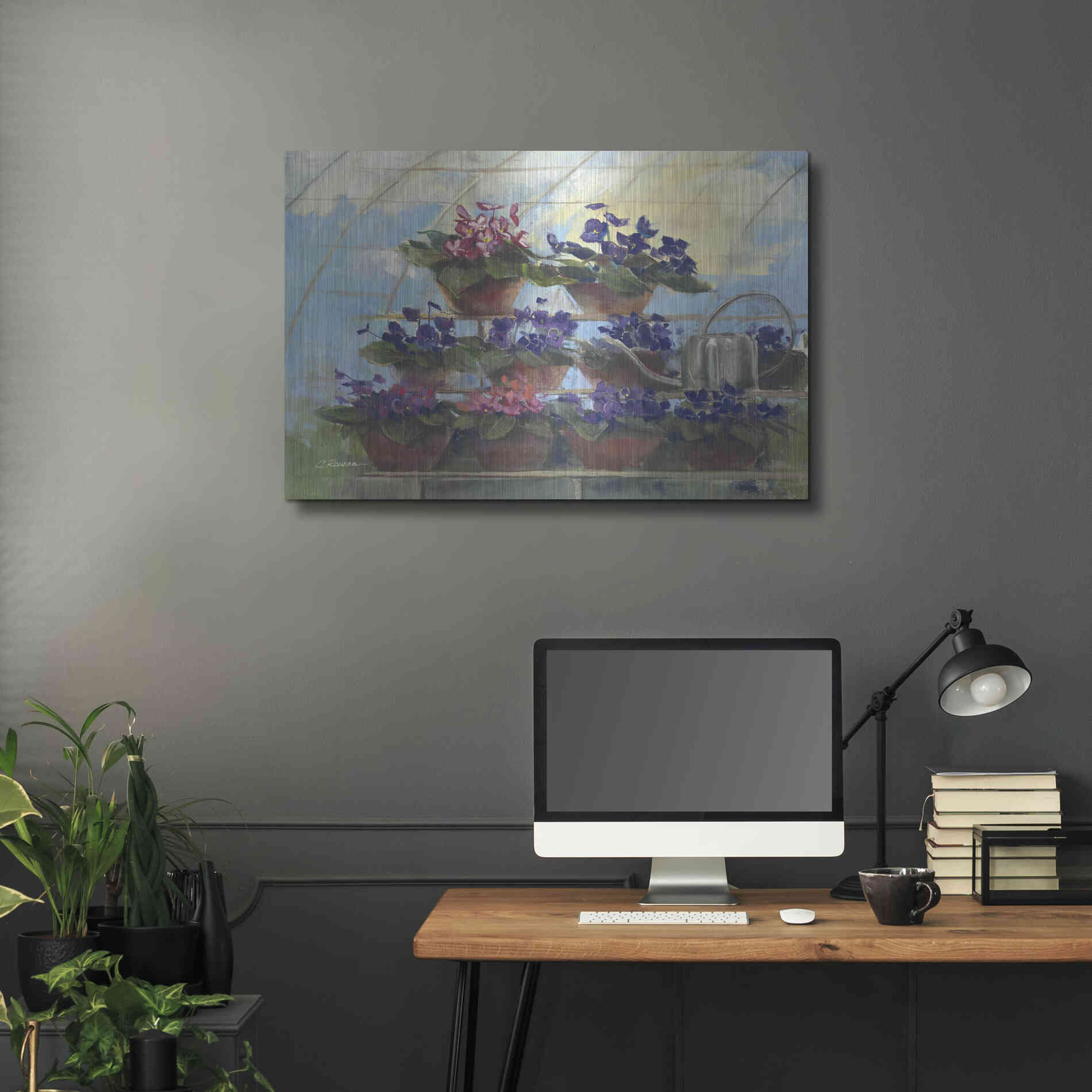 Luxe Metal Art 'Violets' by Carol Rowan, Metal Wall Art,36x24