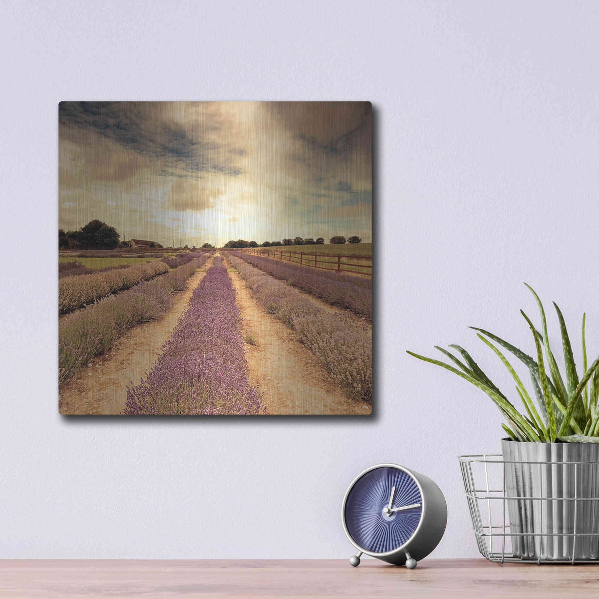 Luxe Metal Art 'Lavender Fields Forever' by Keri Bevan, Metal Wall Art,12x12