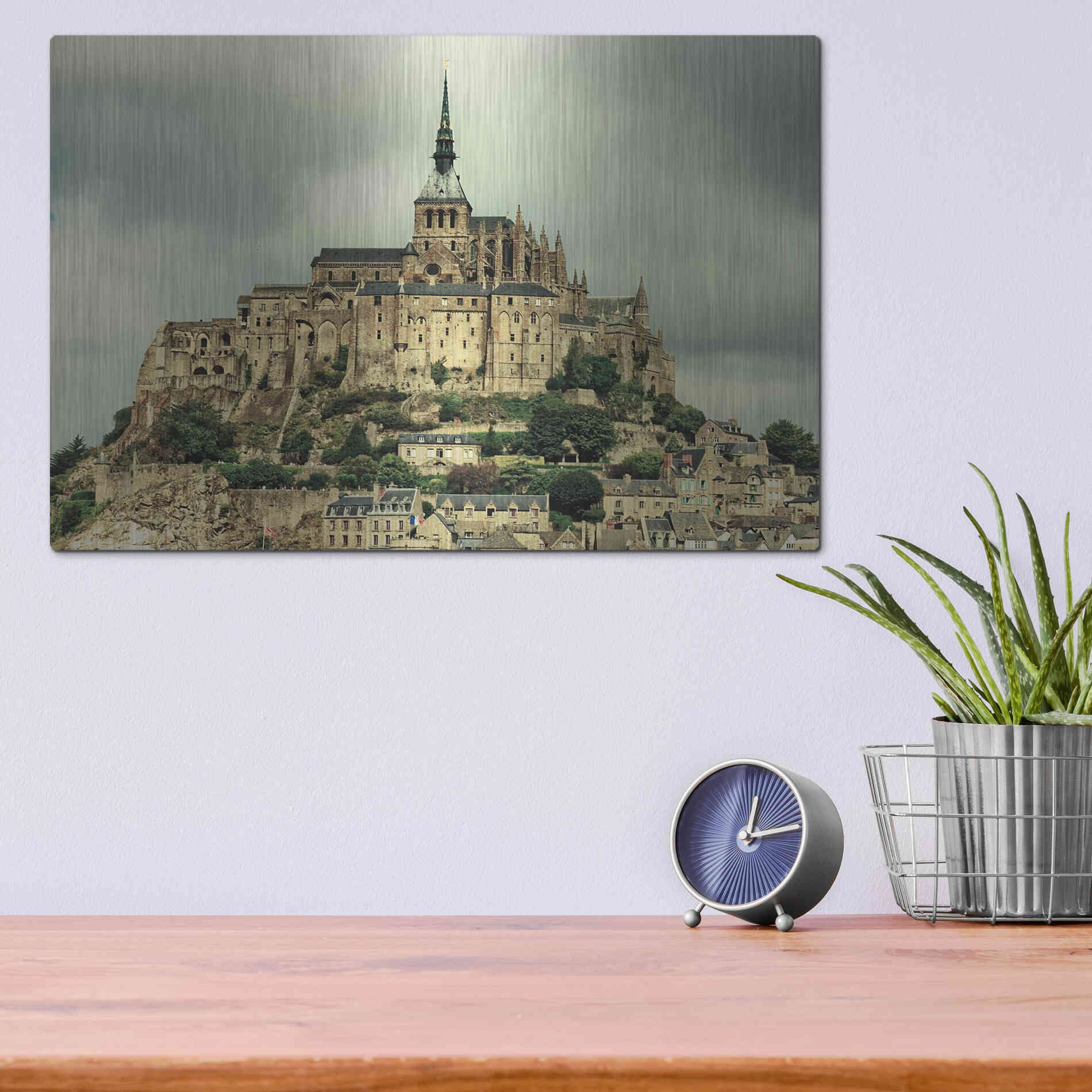 Luxe Metal Art 'Mont St. Michel' by Keri Bevan, Metal Wall Art,16x12