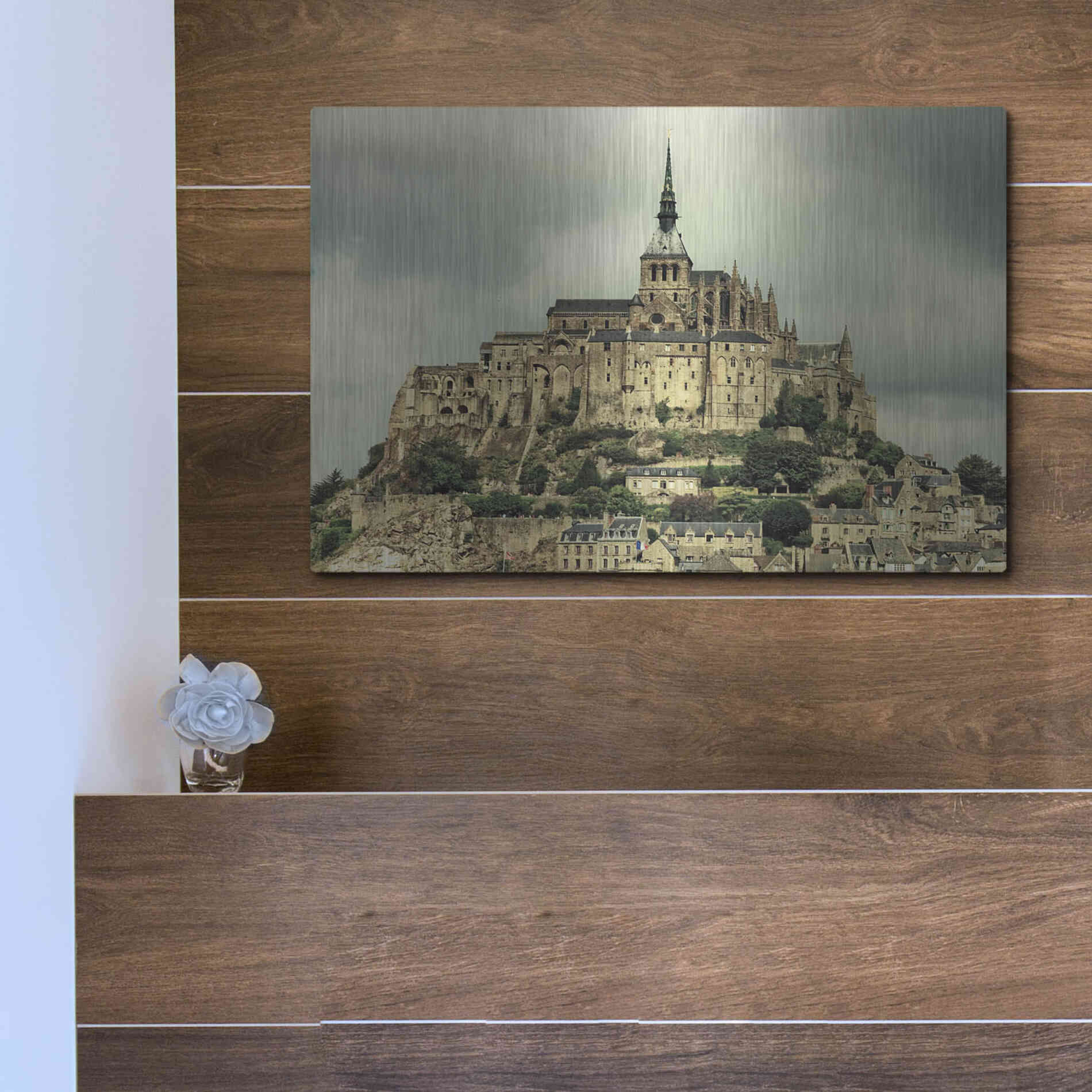 Luxe Metal Art 'Mont St. Michel' by Keri Bevan, Metal Wall Art,16x12