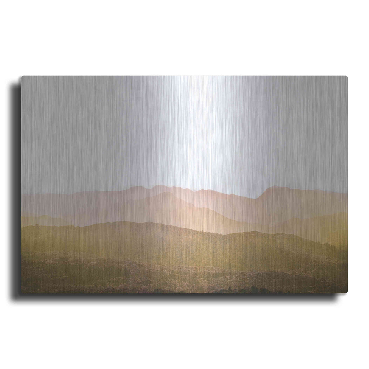 Luxe Metal Art 'A Watercolor Wash Of Light Crop Mustard And Blush' by Keri Bevan, Metal Wall Art