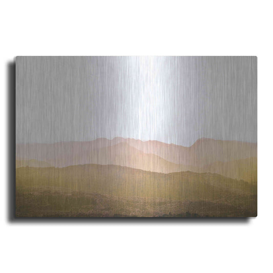 Luxe Metal Art 'A Watercolor Wash Of Light Crop Mustard And Blush' by Keri Bevan, Metal Wall Art