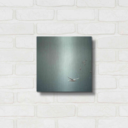 Luxe Metal Art 'Soul Birds Harbor Gray' by Keri Bevan, Metal Wall Art,12x12