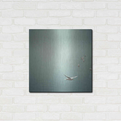 Luxe Metal Art 'Soul Birds Harbor Gray' by Keri Bevan, Metal Wall Art,24x24