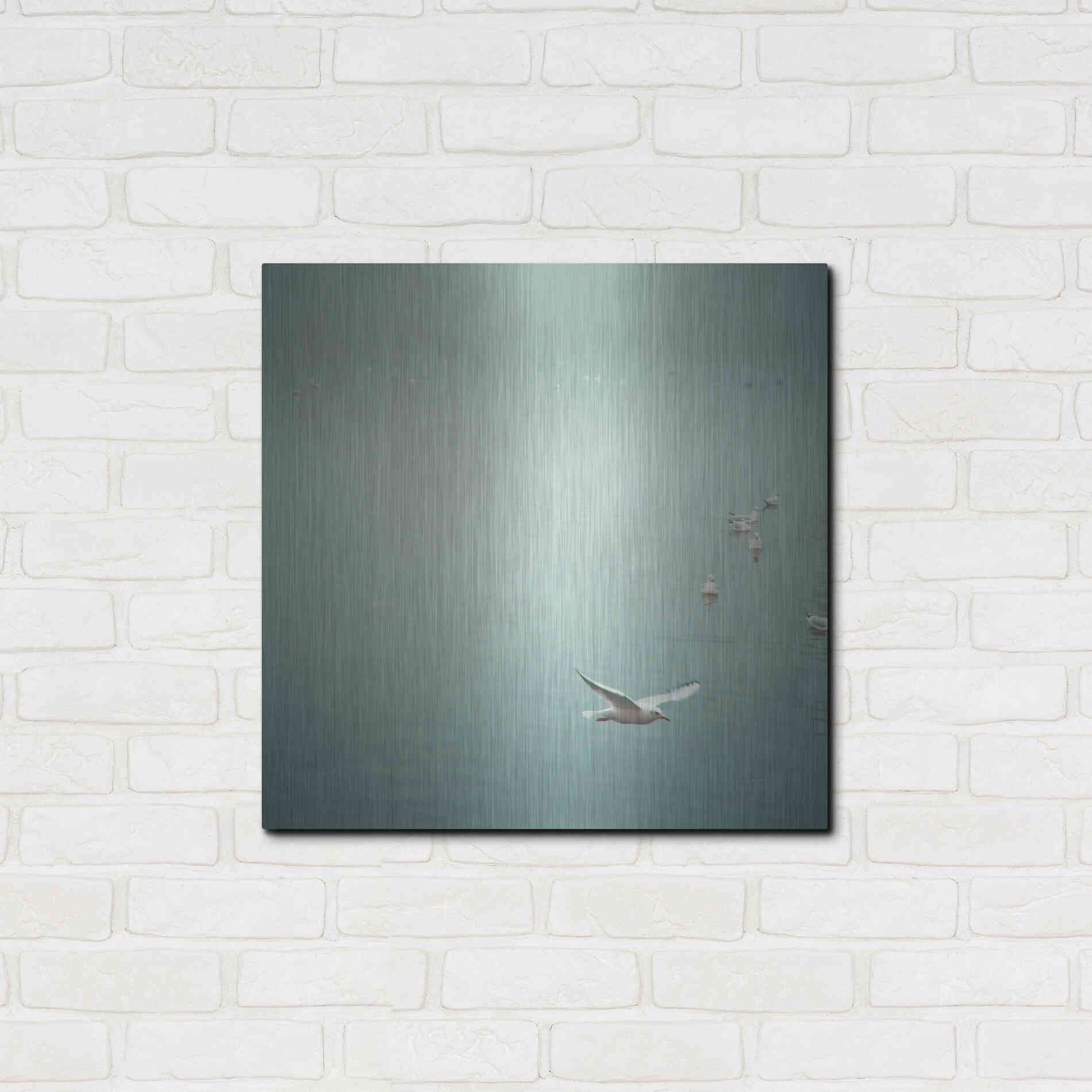 Luxe Metal Art 'Soul Birds Harbor Gray' by Keri Bevan, Metal Wall Art,24x24