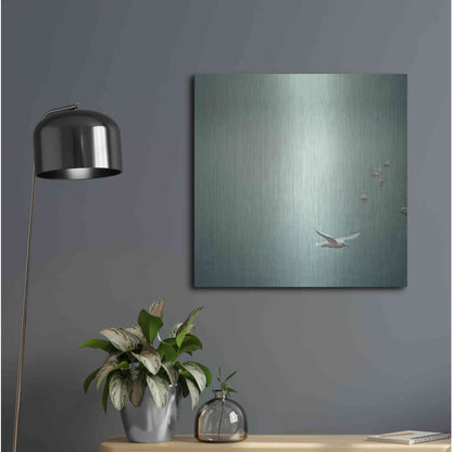 Luxe Metal Art 'Soul Birds Harbor Gray' by Keri Bevan, Metal Wall Art,24x24