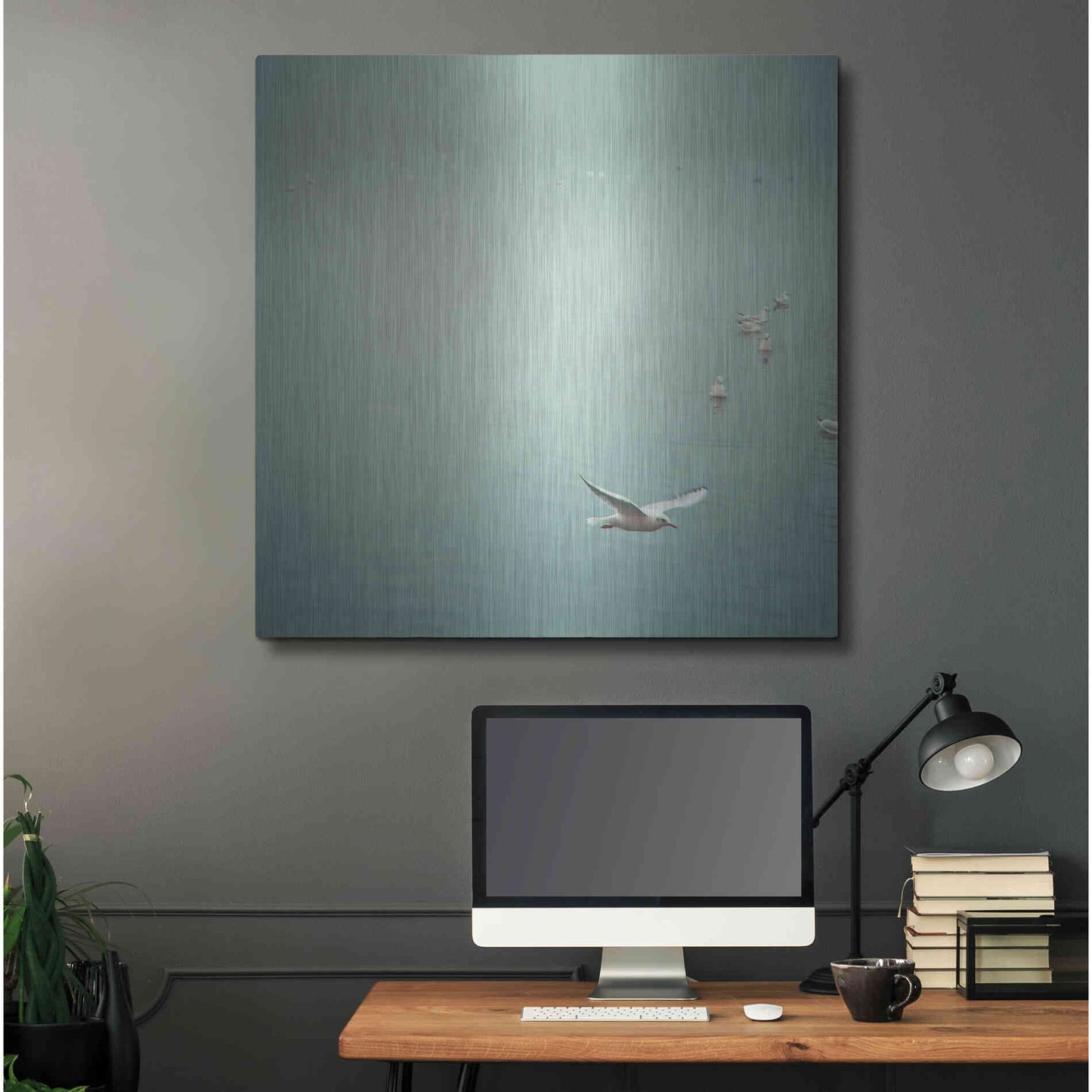 Luxe Metal Art 'Soul Birds Harbor Gray' by Keri Bevan, Metal Wall Art,36x36