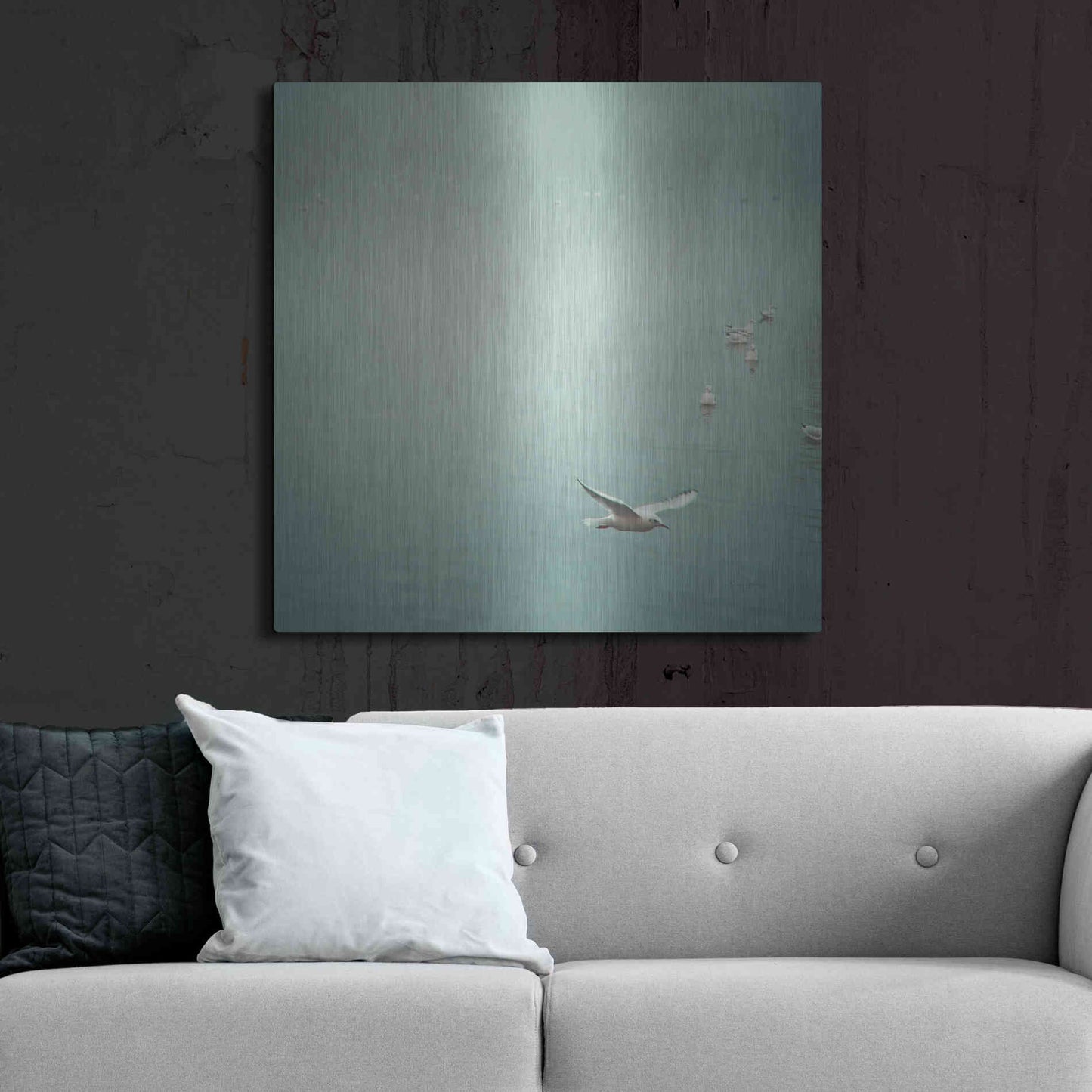 Luxe Metal Art 'Soul Birds Harbor Gray' by Keri Bevan, Metal Wall Art,36x36