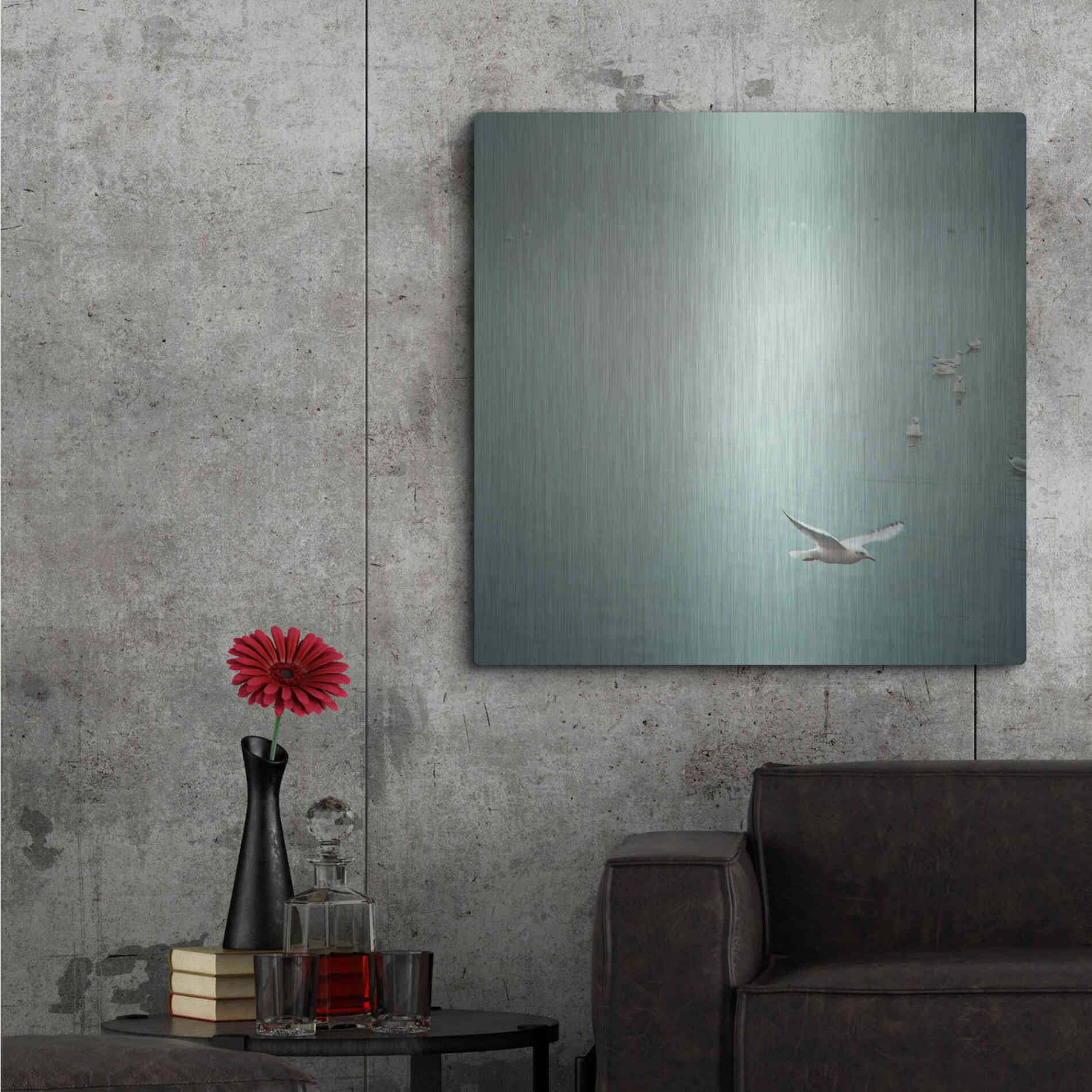 Luxe Metal Art 'Soul Birds Harbor Gray' by Keri Bevan, Metal Wall Art,36x36