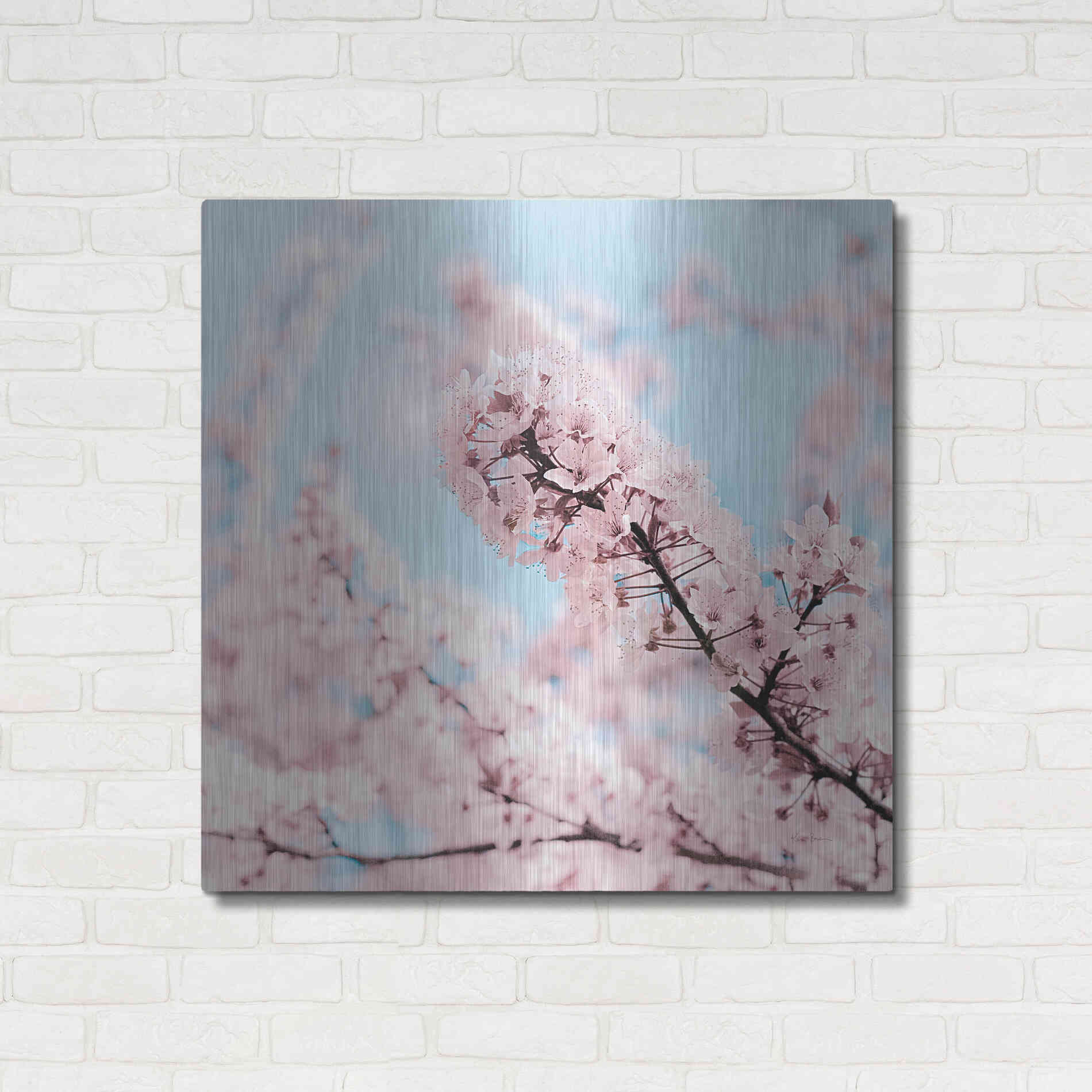 Luxe Metal Art 'Cherry Blossom Clouds' by Keri Bevan, Metal Wall Art,36x36