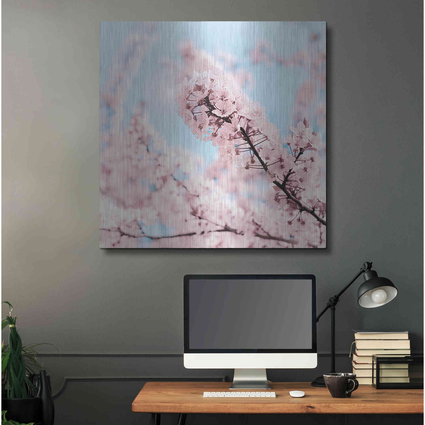 Luxe Metal Art 'Cherry Blossom Clouds' by Keri Bevan, Metal Wall Art,36x36