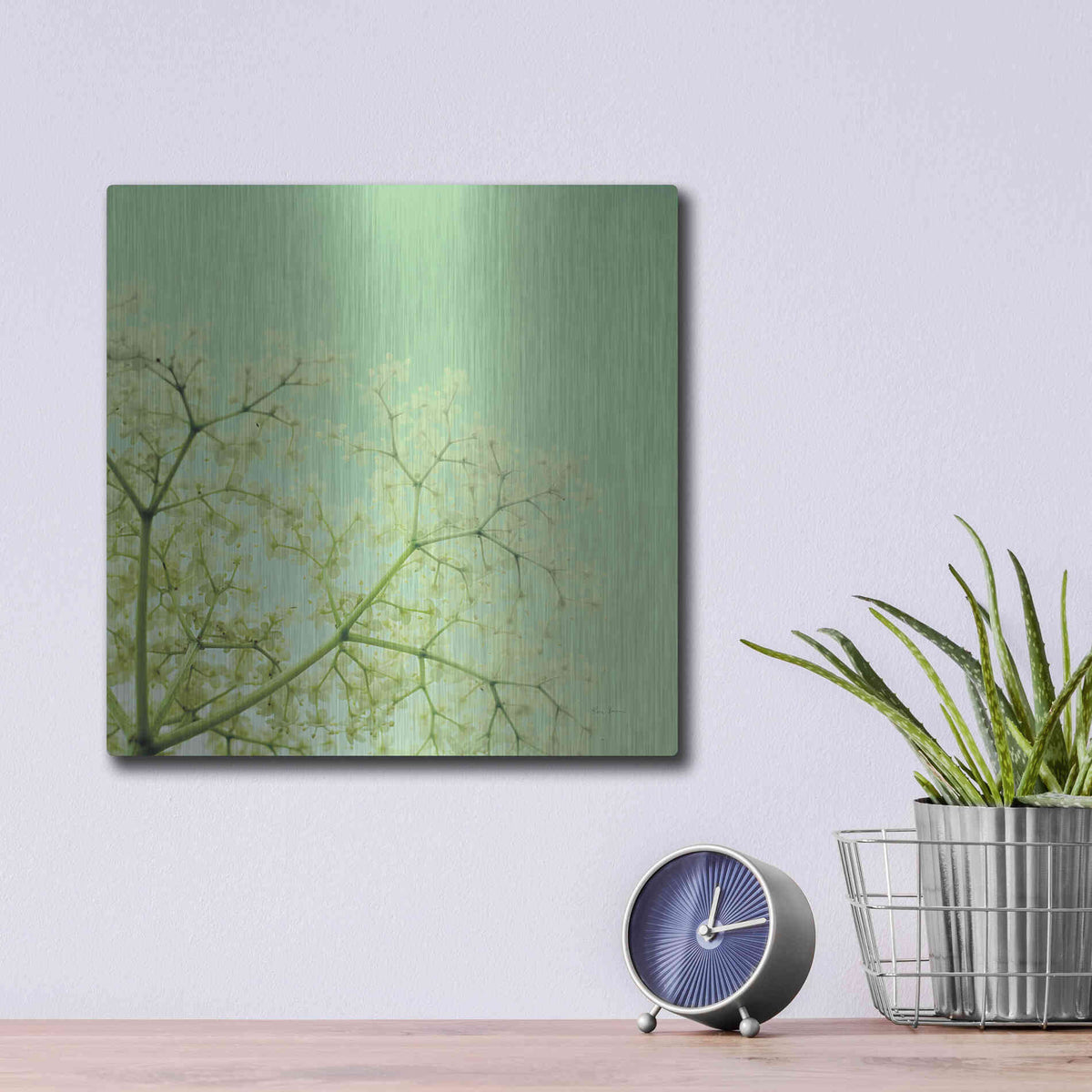 Luxe Metal Art 'Cuckoo Flowers' by Keri Bevan, Metal Wall Art,12x12