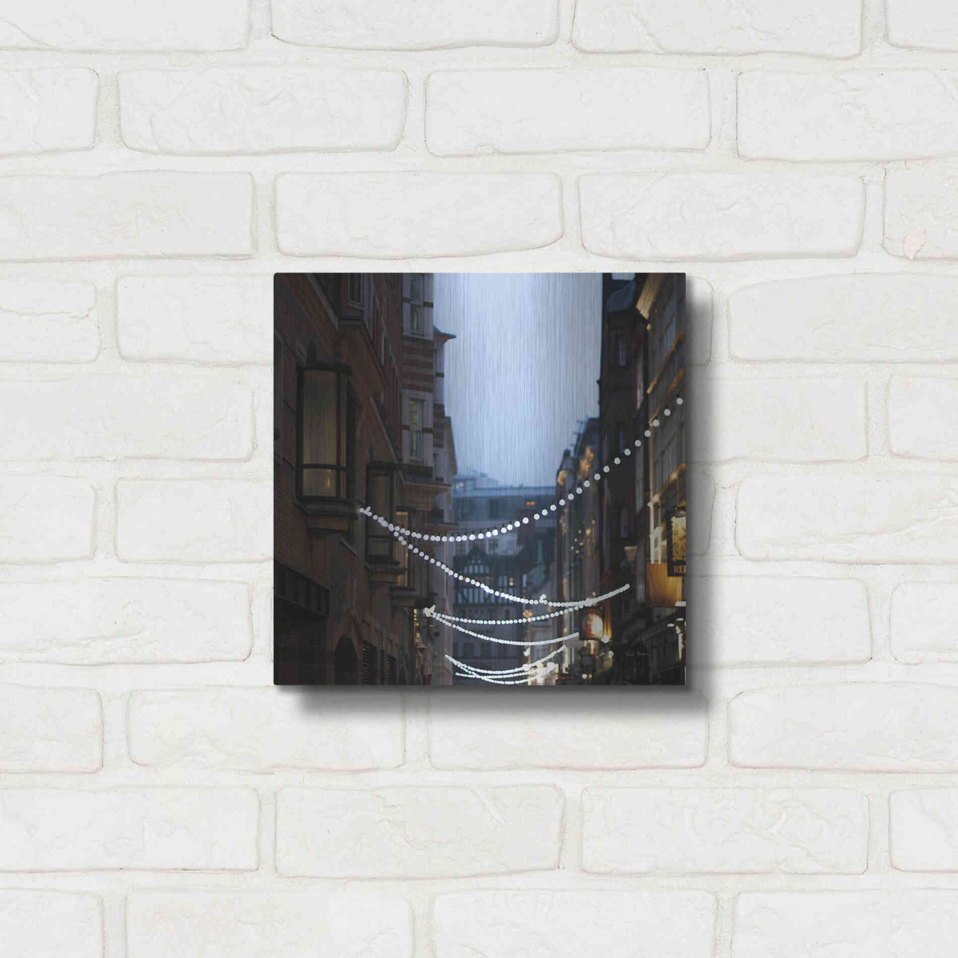 Luxe Metal Art 'Lights In Soho' by Keri Bevan, Metal Wall Art,12x12