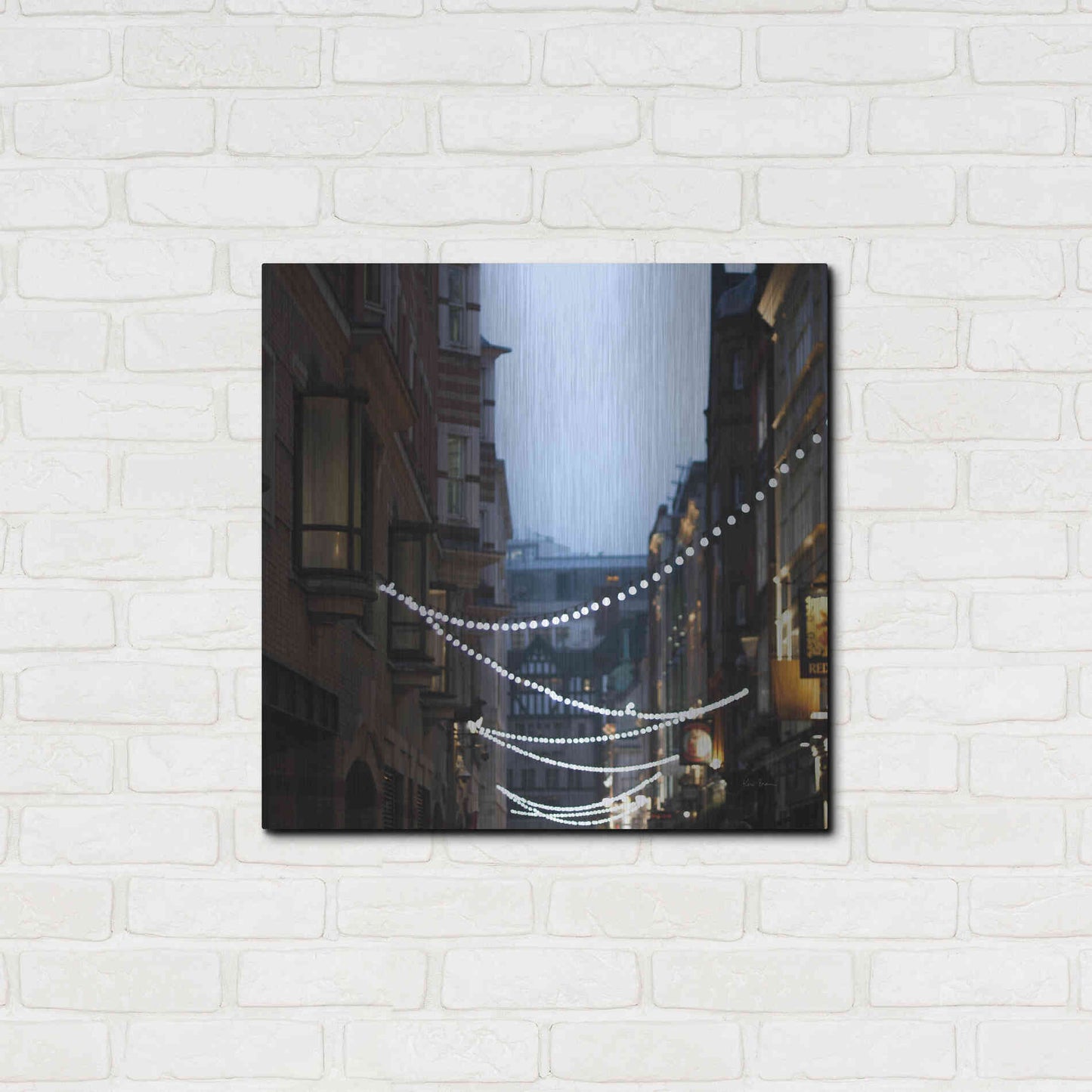 Luxe Metal Art 'Lights In Soho' by Keri Bevan, Metal Wall Art,24x24