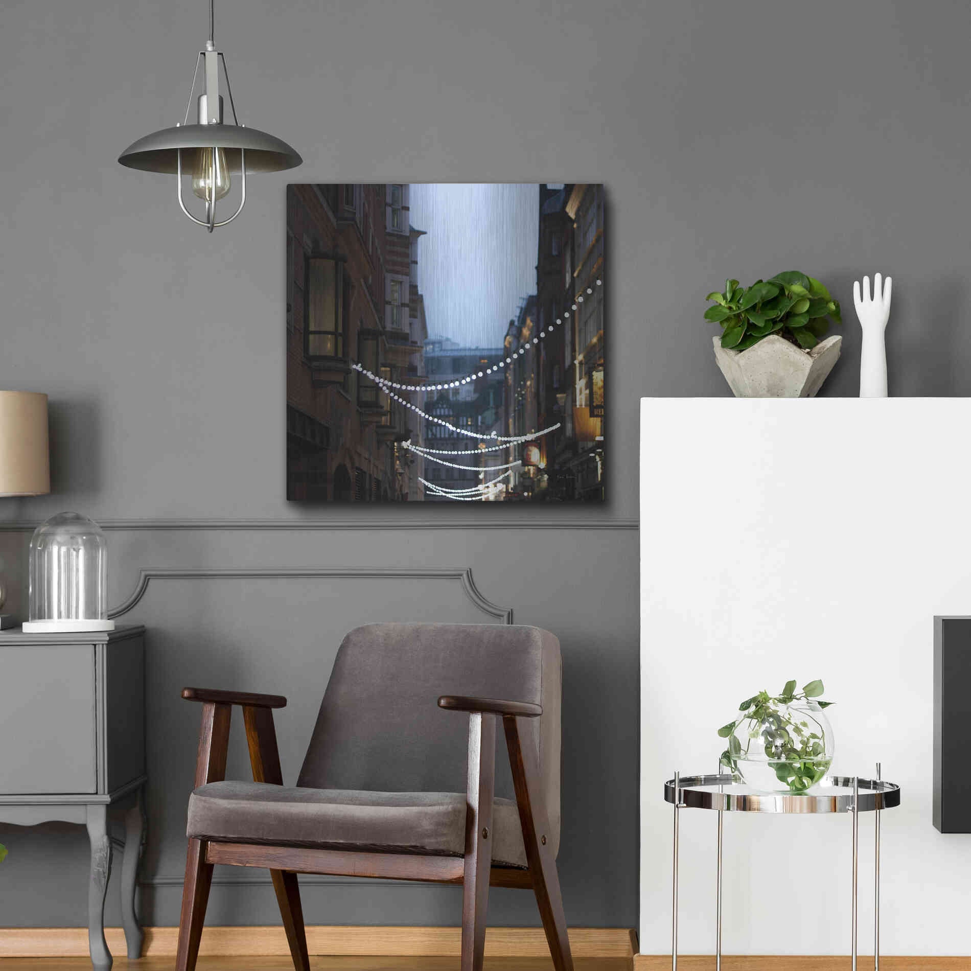 Luxe Metal Art 'Lights In Soho' by Keri Bevan, Metal Wall Art,24x24