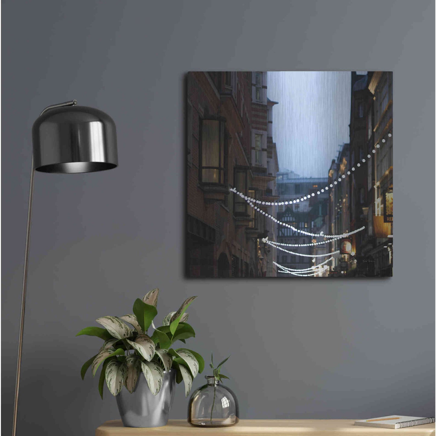 Luxe Metal Art 'Lights In Soho' by Keri Bevan, Metal Wall Art,24x24