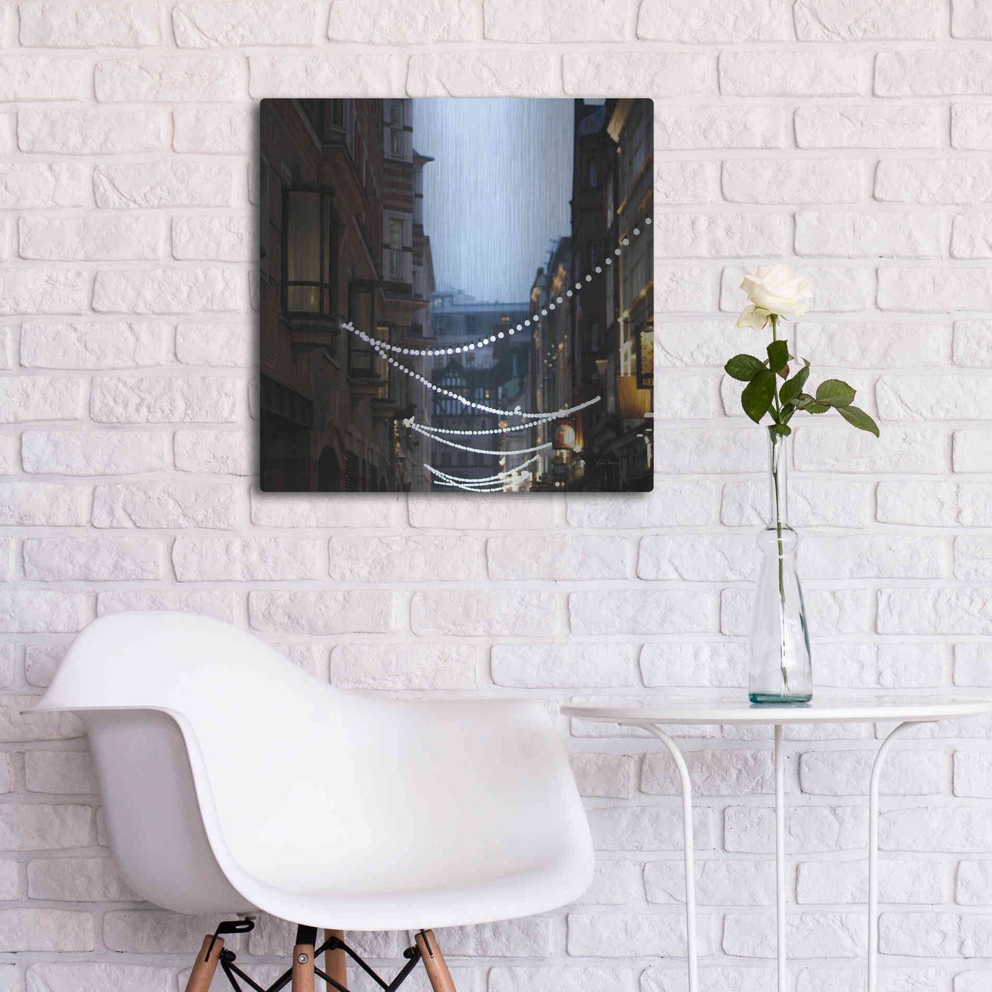 Luxe Metal Art 'Lights In Soho' by Keri Bevan, Metal Wall Art,24x24