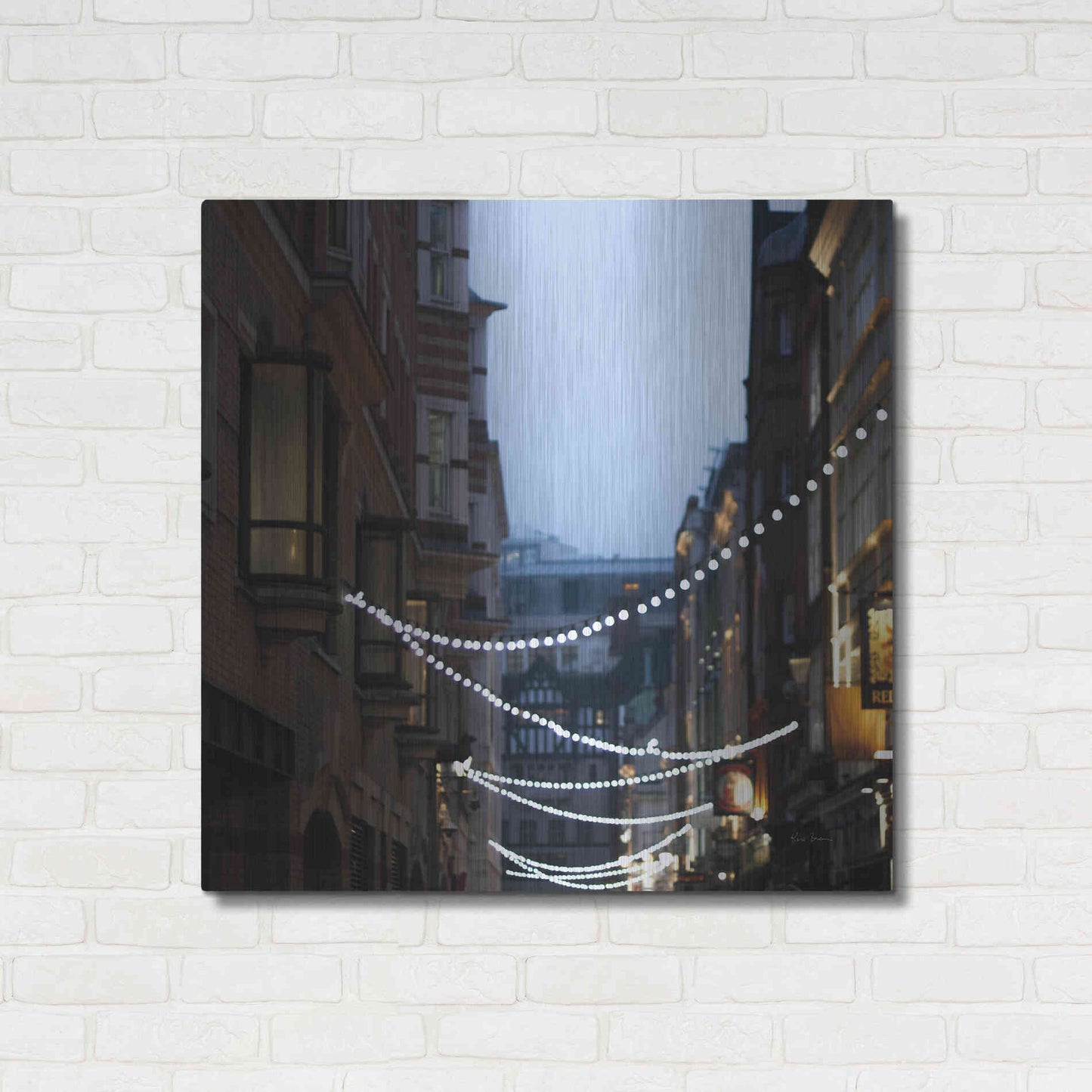 Luxe Metal Art 'Lights In Soho' by Keri Bevan, Metal Wall Art,36x36