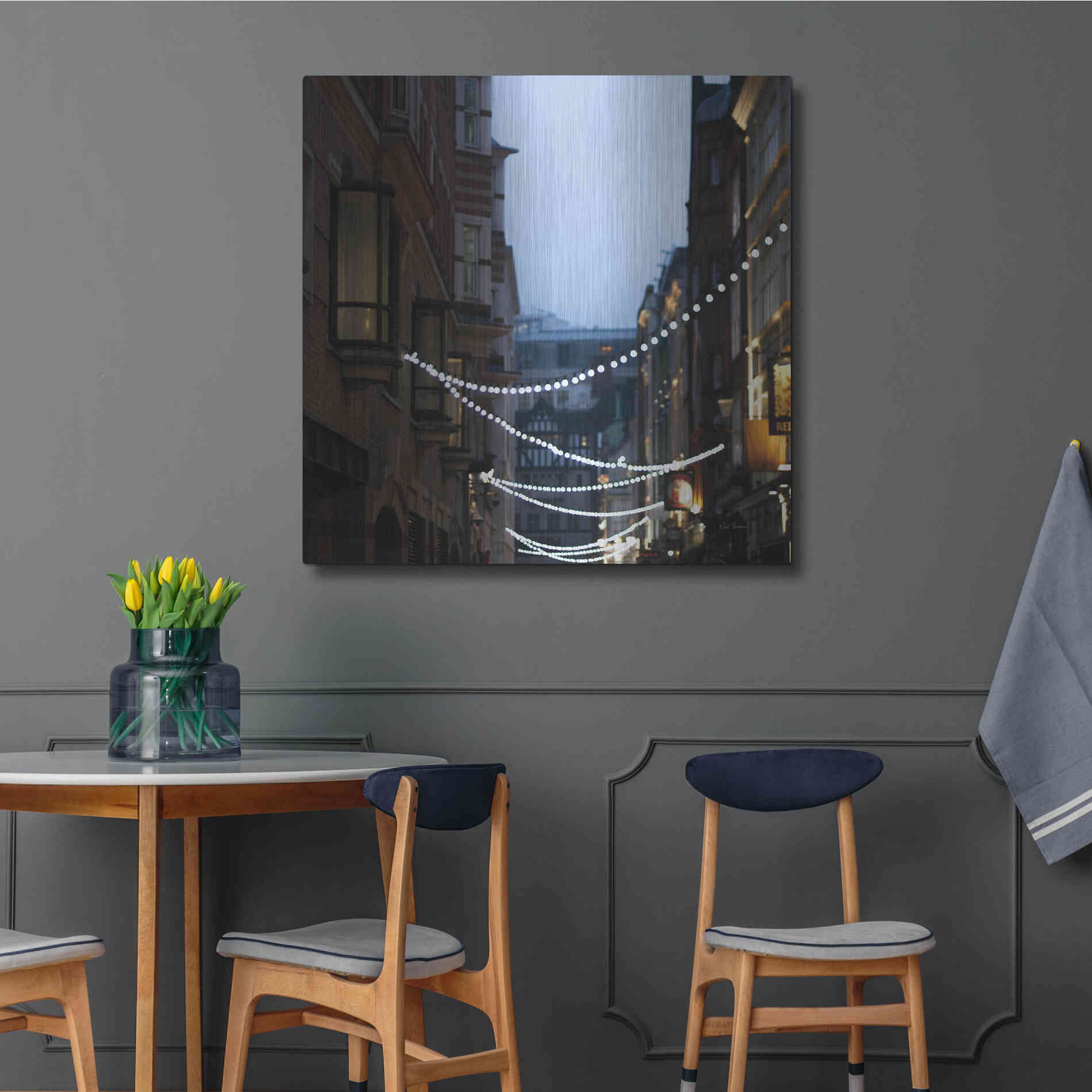 Luxe Metal Art 'Lights In Soho' by Keri Bevan, Metal Wall Art,36x36