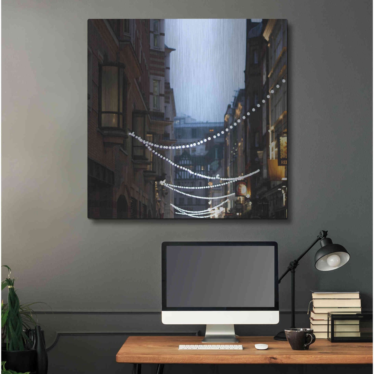 Luxe Metal Art 'Lights In Soho' by Keri Bevan, Metal Wall Art,36x36