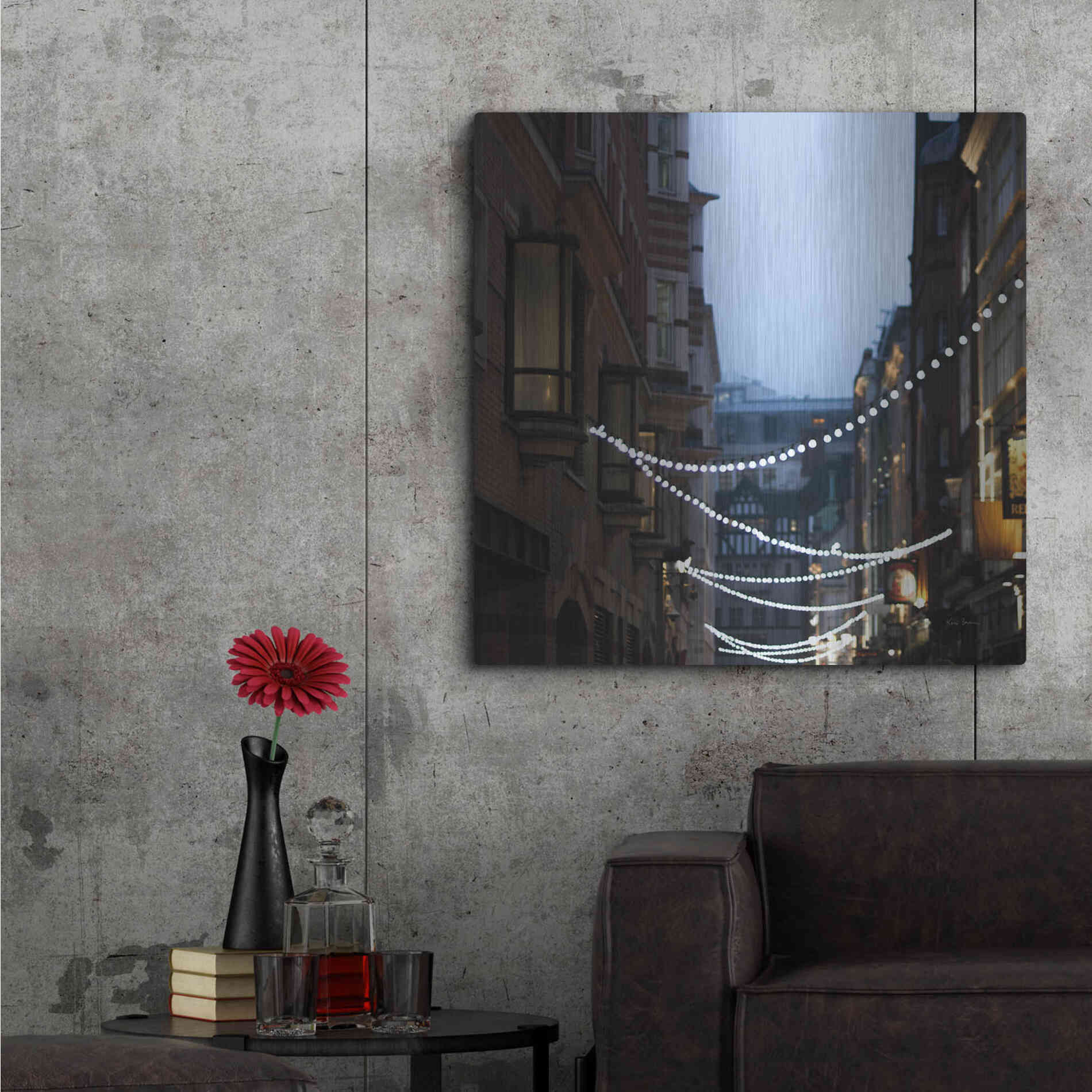 Luxe Metal Art 'Lights In Soho' by Keri Bevan, Metal Wall Art,36x36