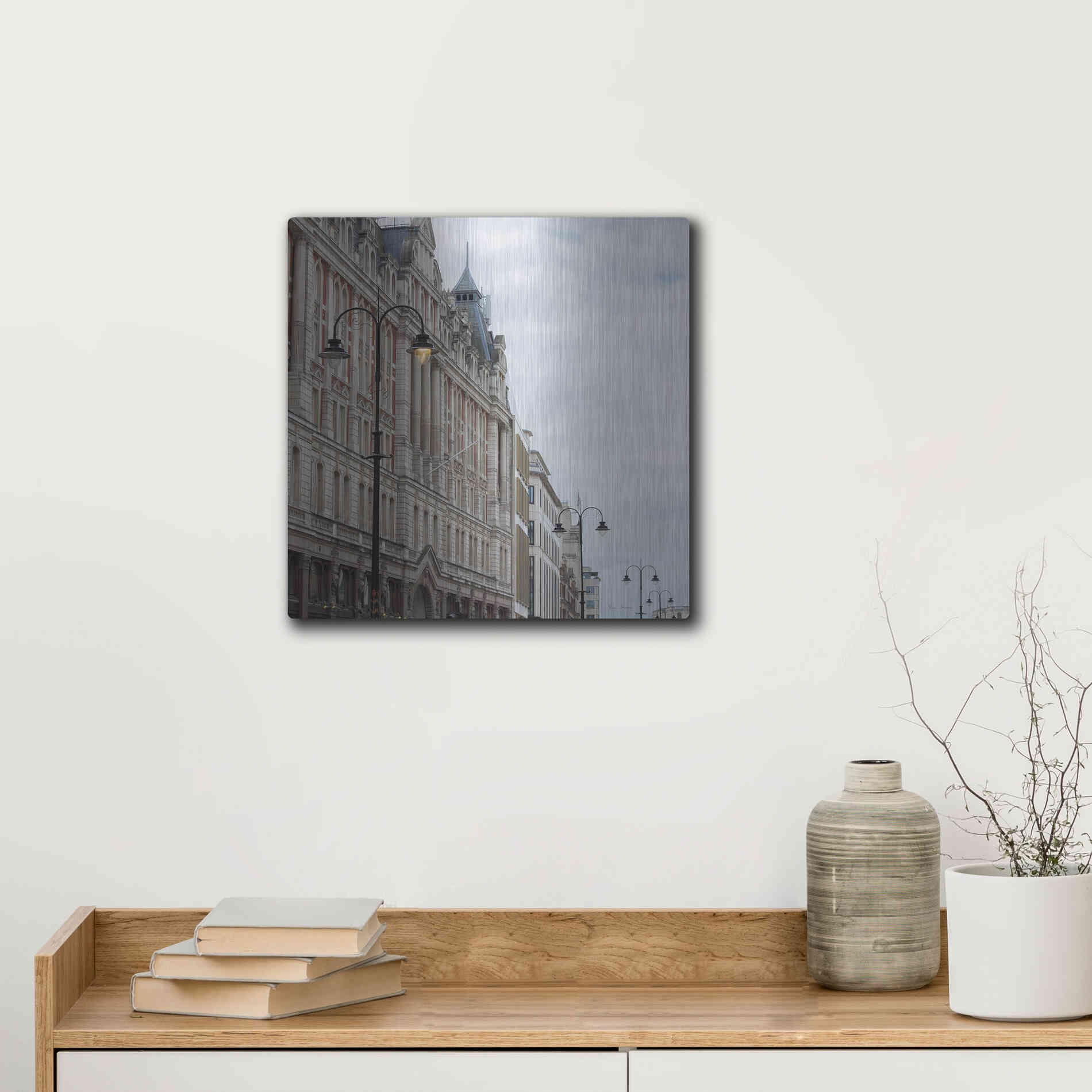 Luxe Metal Art 'The Strand Lights' by Keri Bevan, Metal Wall Art,12x12