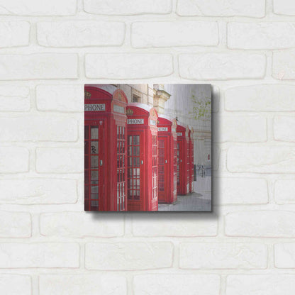 Luxe Metal Art 'Covent Garden Phone Boxes' by Keri Bevan, Metal Wall Art,12x12