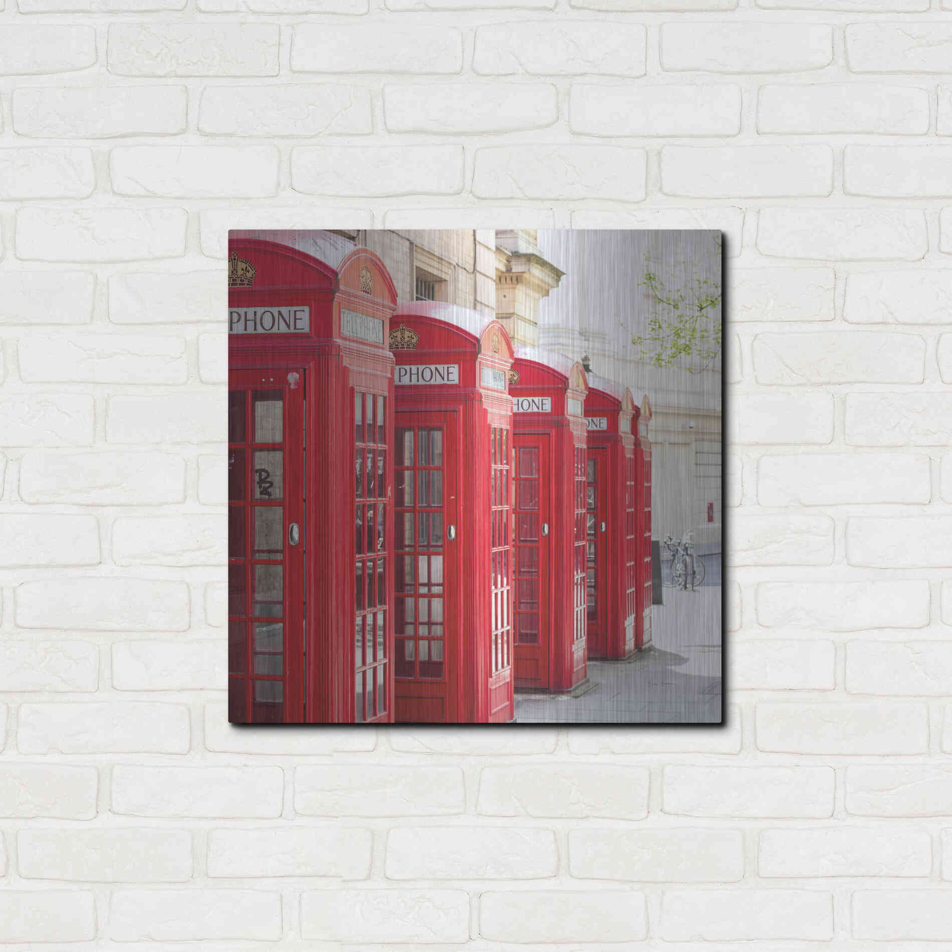 Luxe Metal Art 'Covent Garden Phone Boxes' by Keri Bevan, Metal Wall Art,24x24