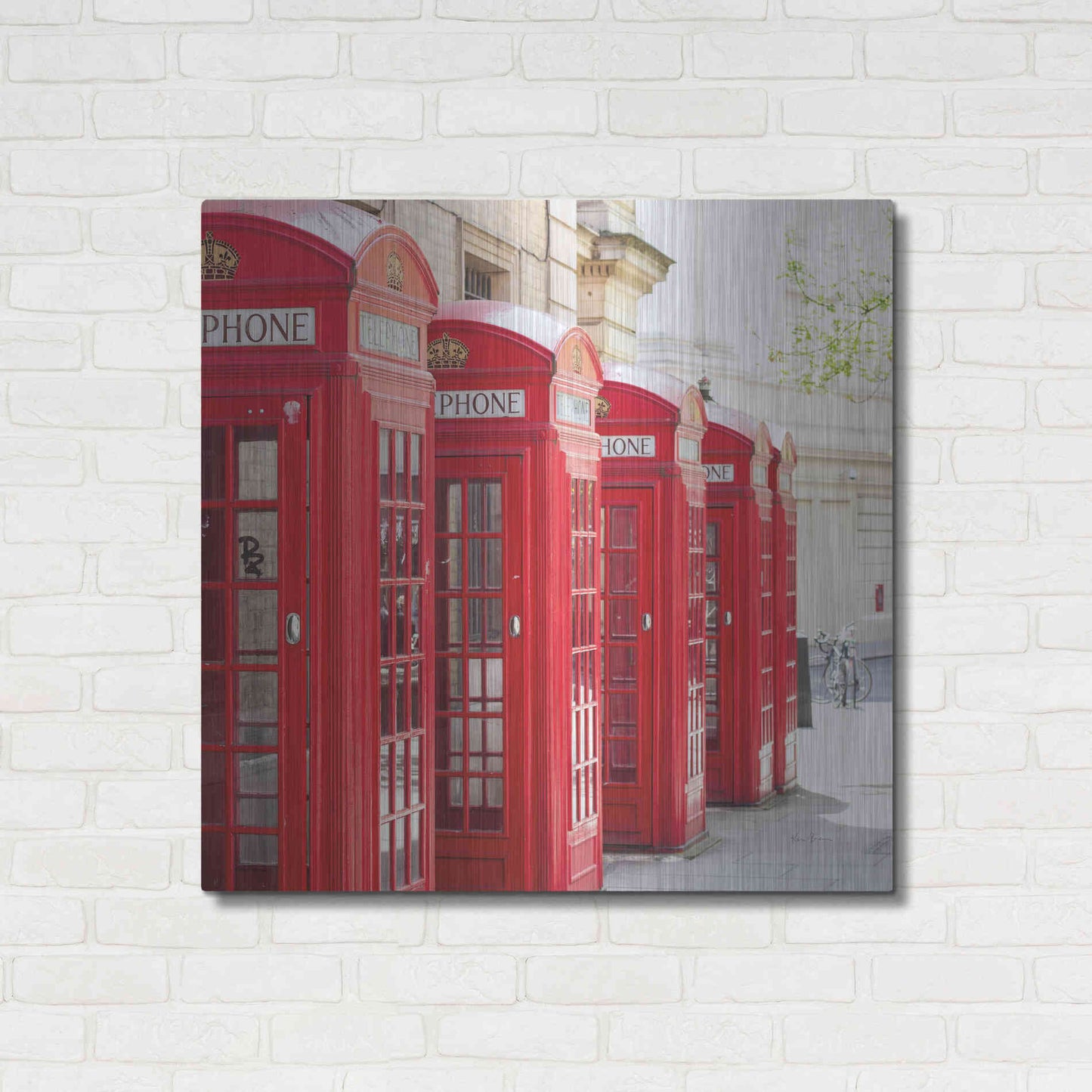 Luxe Metal Art 'Covent Garden Phone Boxes' by Keri Bevan, Metal Wall Art,36x36