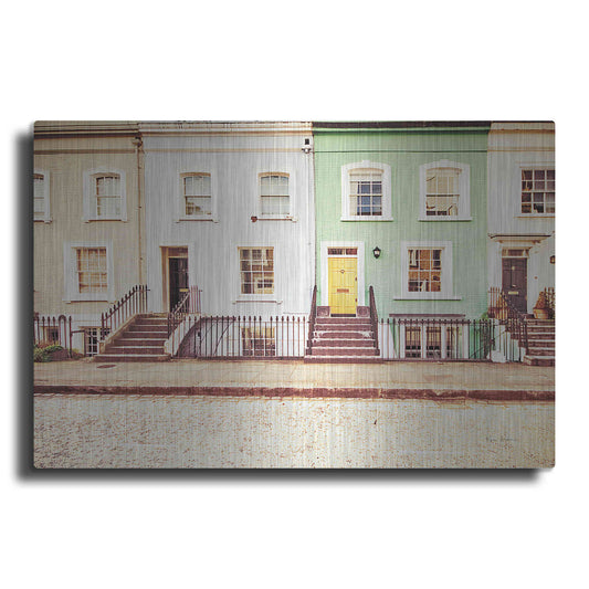 Luxe Metal Art 'Chelsea Houses All Lined Up' by Keri Bevan, Metal Wall Art