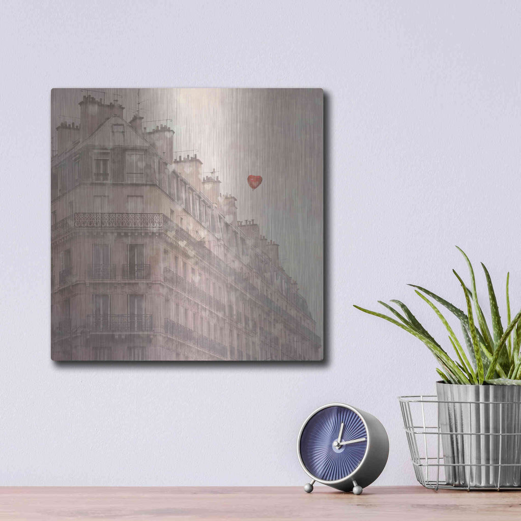 Luxe Metal Art 'Heart Paris' by Keri Bevan, Metal Wall Art,12x12