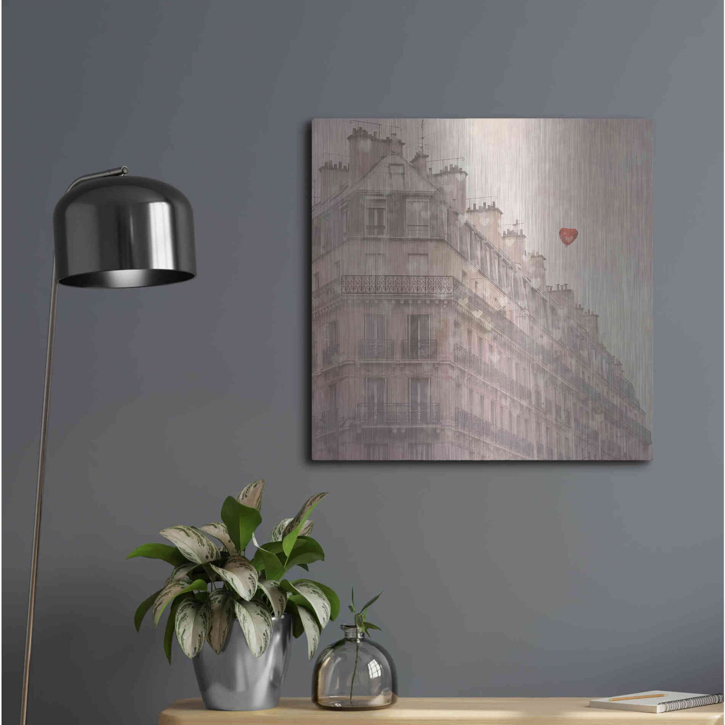 Luxe Metal Art 'Heart Paris' by Keri Bevan, Metal Wall Art,24x24