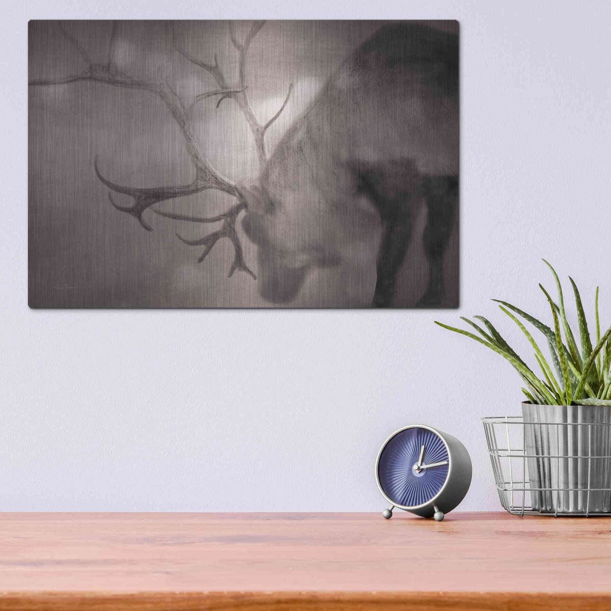 Luxe Metal Art 'If On A Winters Night Sepia' by Keri Bevan, Metal Wall Art,16x12