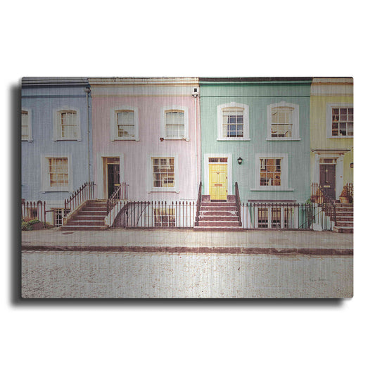 Luxe Metal Art 'Chelsea Houses All Lined Up Spring' by Keri Bevan, Metal Wall Art