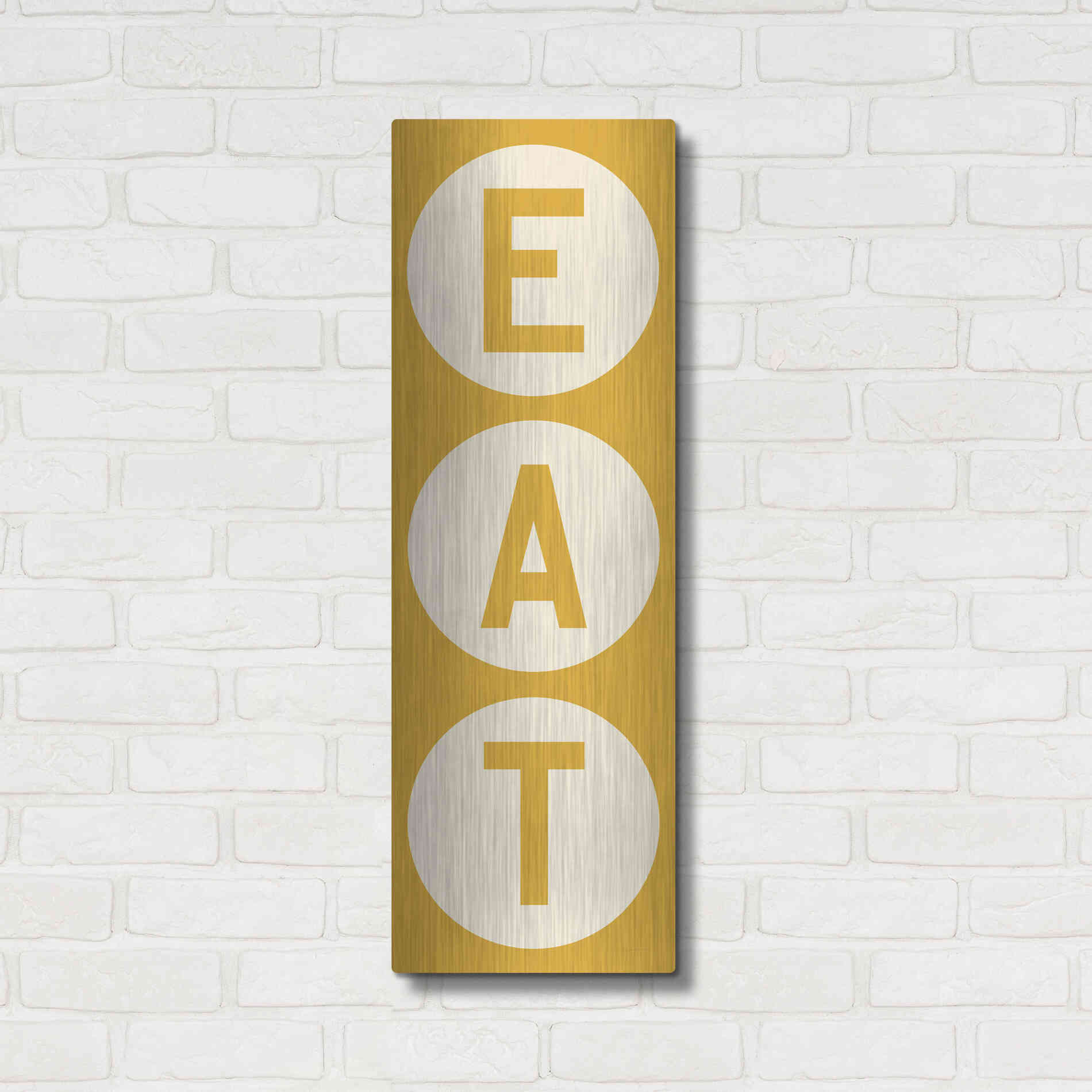 Luxe Metal Art 'Eat' by Ryan Fowler, Metal Wall Art,12x36