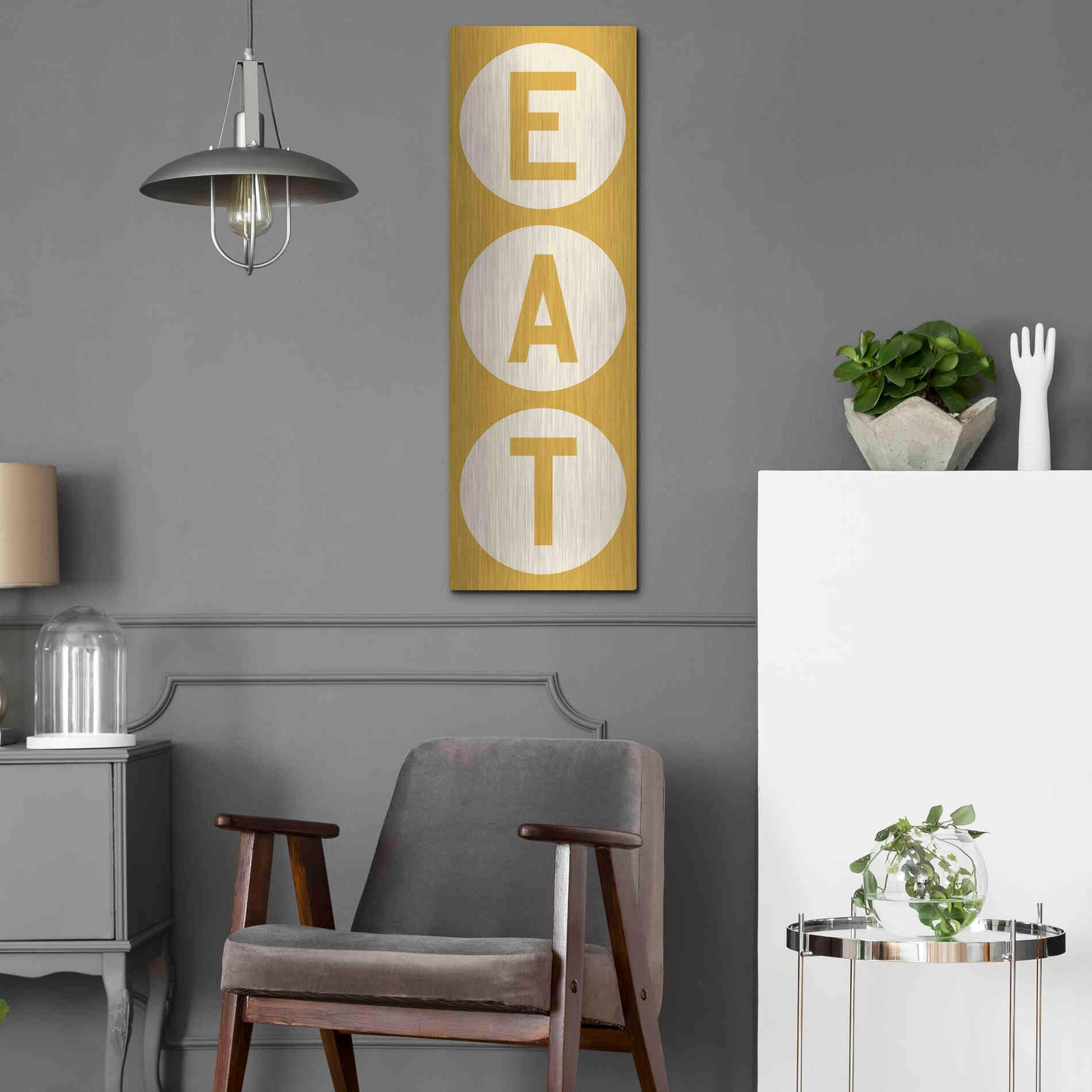 Luxe Metal Art 'Eat' by Ryan Fowler, Metal Wall Art,12x36