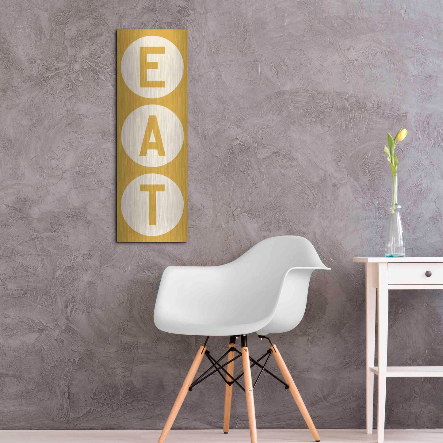 Luxe Metal Art 'Eat' by Ryan Fowler, Metal Wall Art,12x36