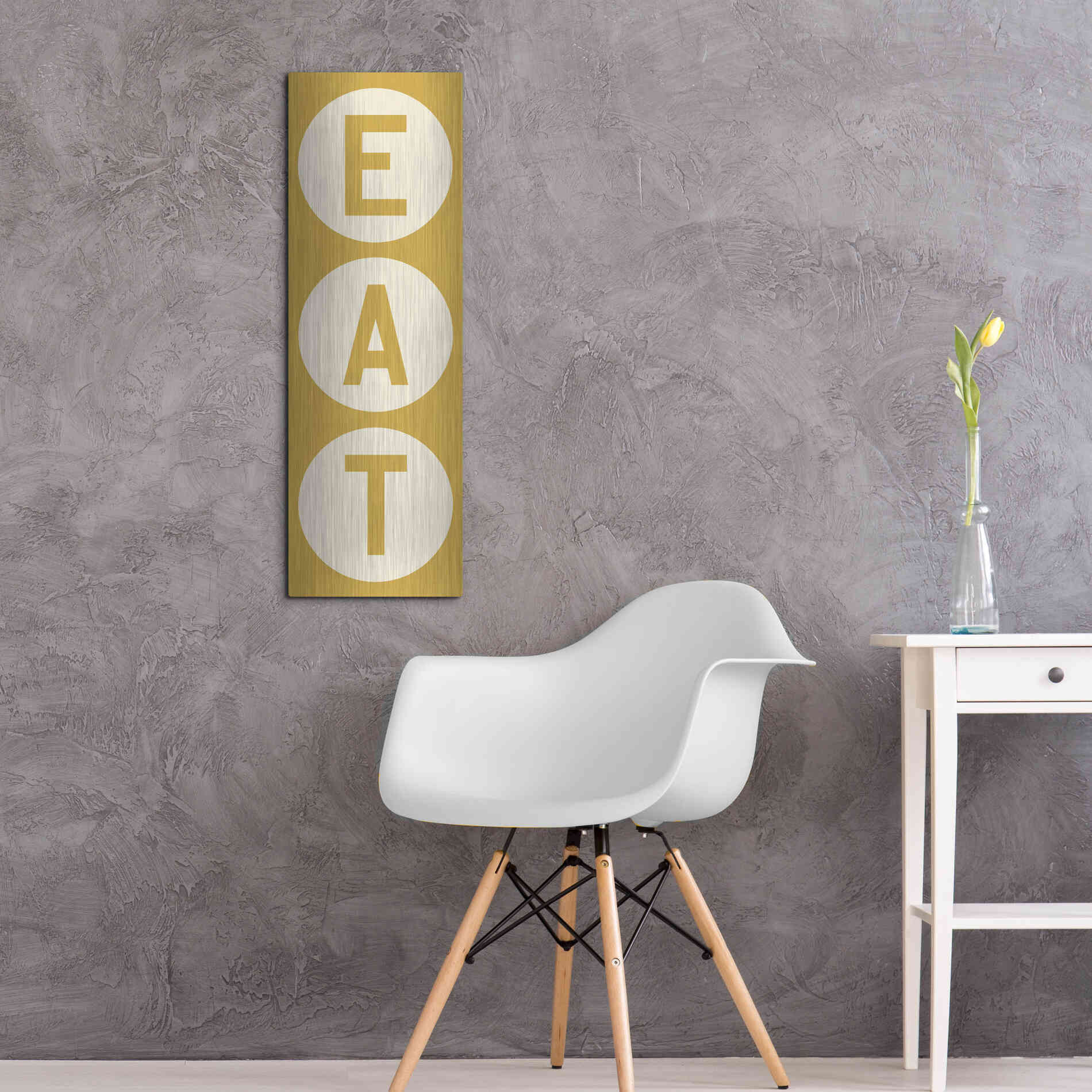 Luxe Metal Art 'Eat' by Ryan Fowler, Metal Wall Art,12x36