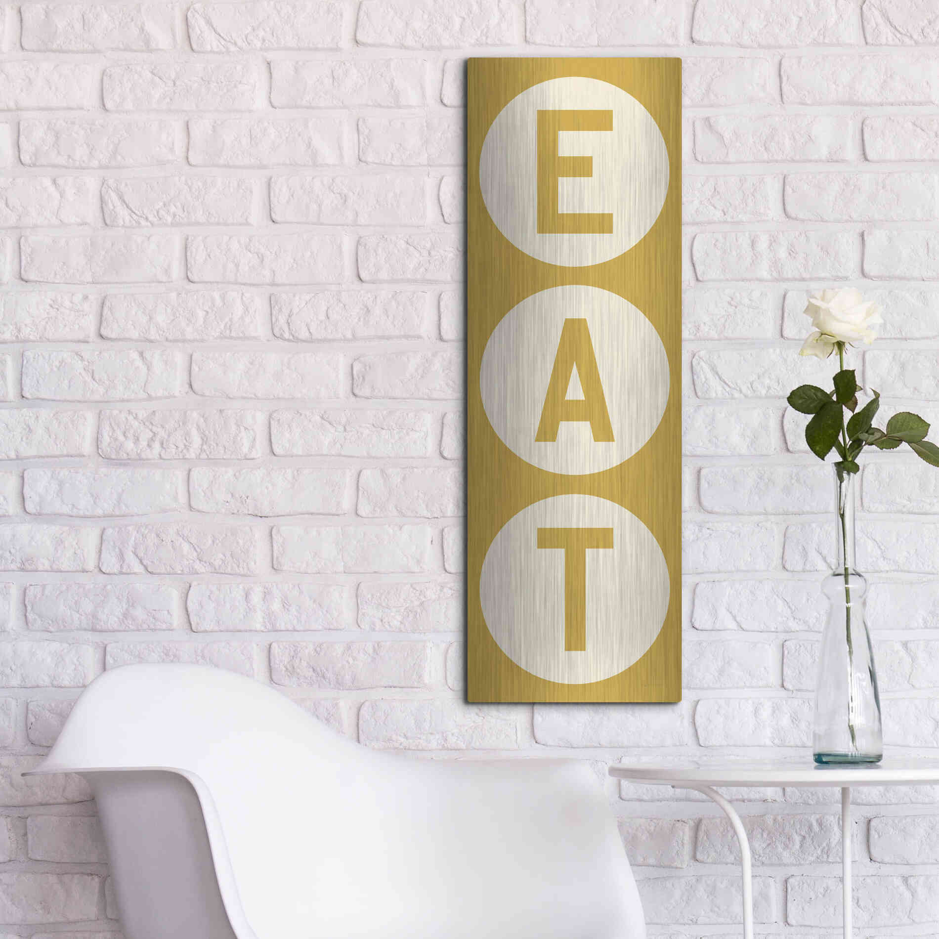 Luxe Metal Art 'Eat' by Ryan Fowler, Metal Wall Art,12x36