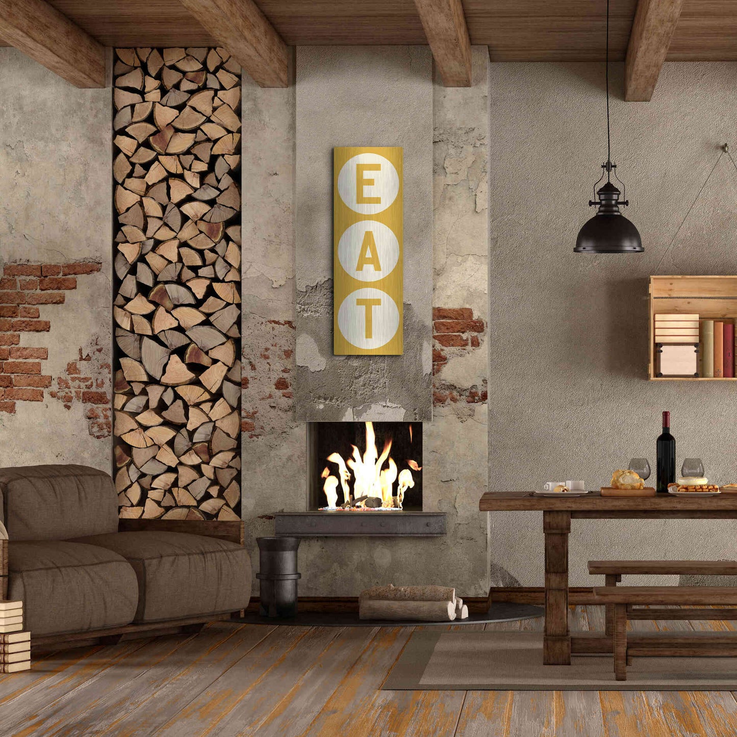 Luxe Metal Art 'Eat' by Ryan Fowler, Metal Wall Art,16x48