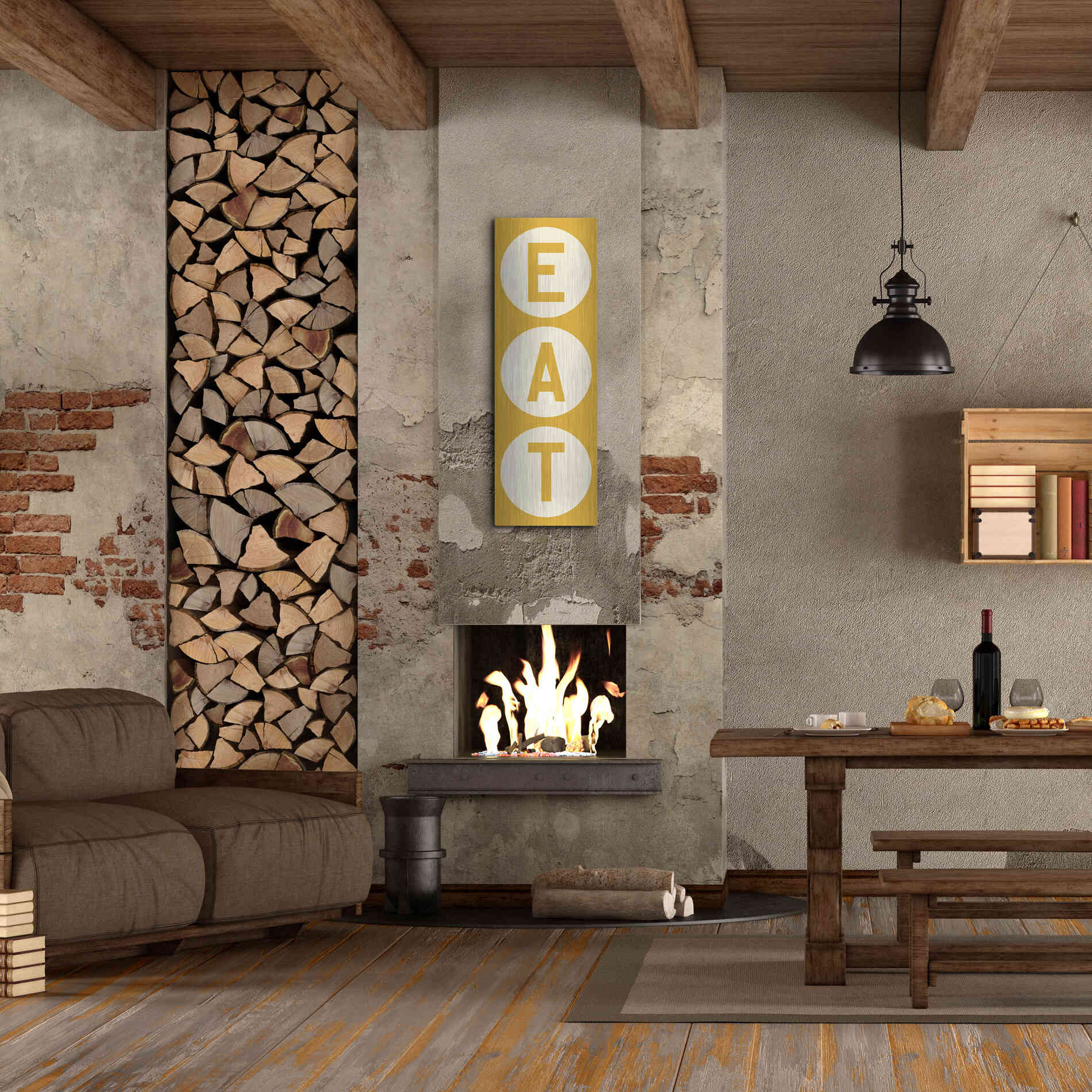 Luxe Metal Art 'Eat' by Ryan Fowler, Metal Wall Art,16x48