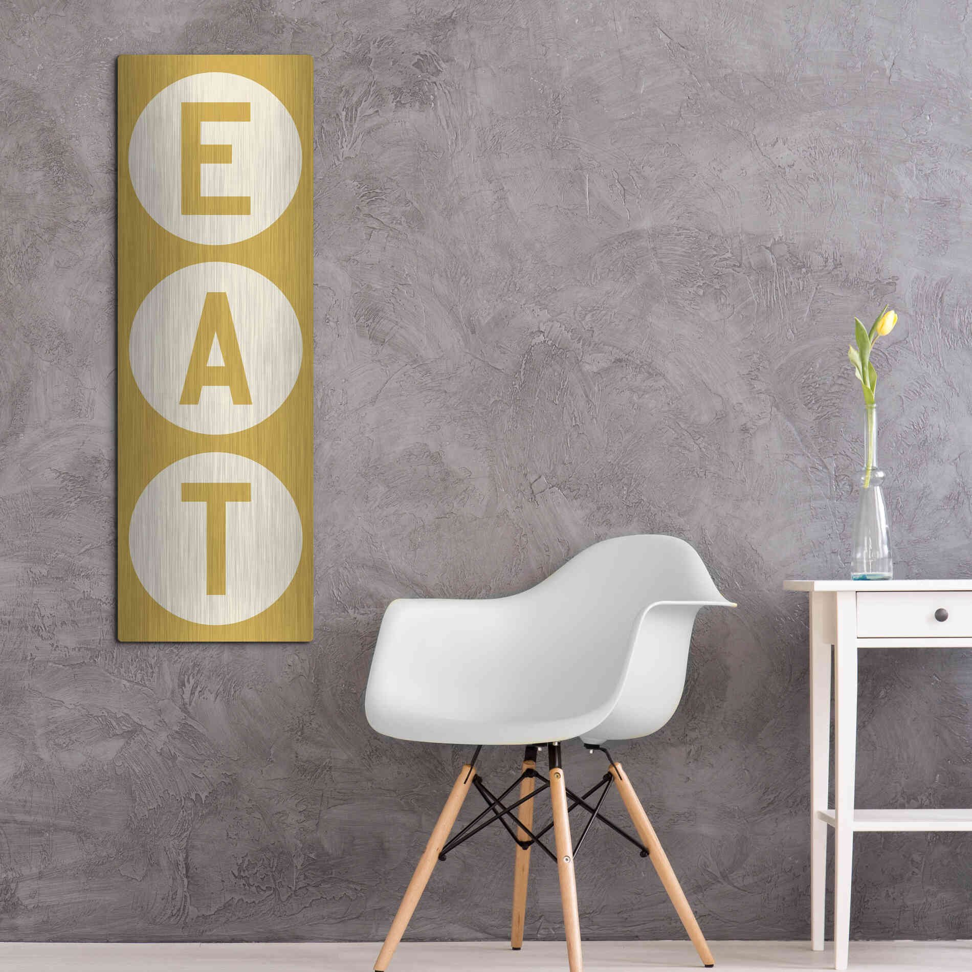 Luxe Metal Art 'Eat' by Ryan Fowler, Metal Wall Art,16x48