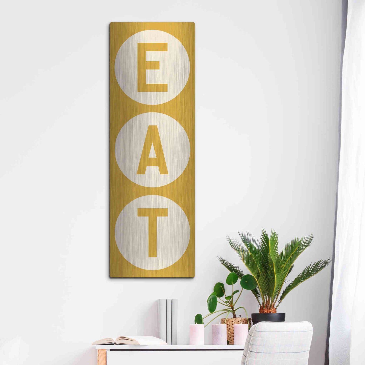 Luxe Metal Art 'Eat' by Ryan Fowler, Metal Wall Art,16x48