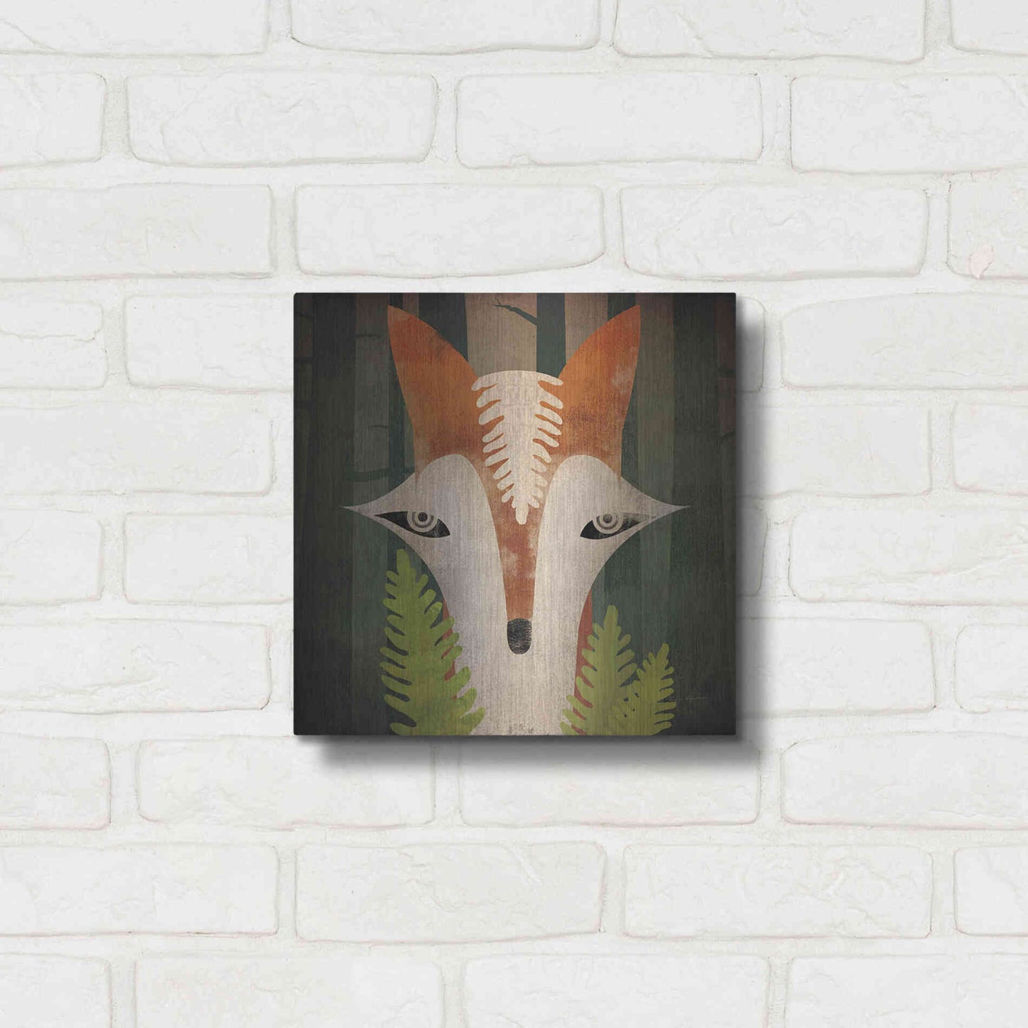 Luxe Metal Art 'Fern Fox' by Ryan Fowler, Metal Wall Art,12x12