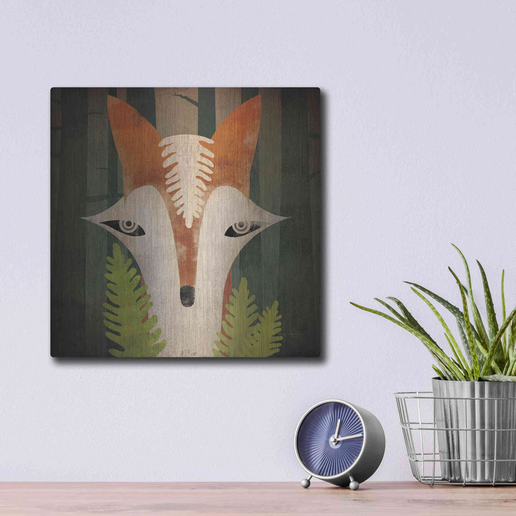 Luxe Metal Art 'Fern Fox' by Ryan Fowler, Metal Wall Art,12x12