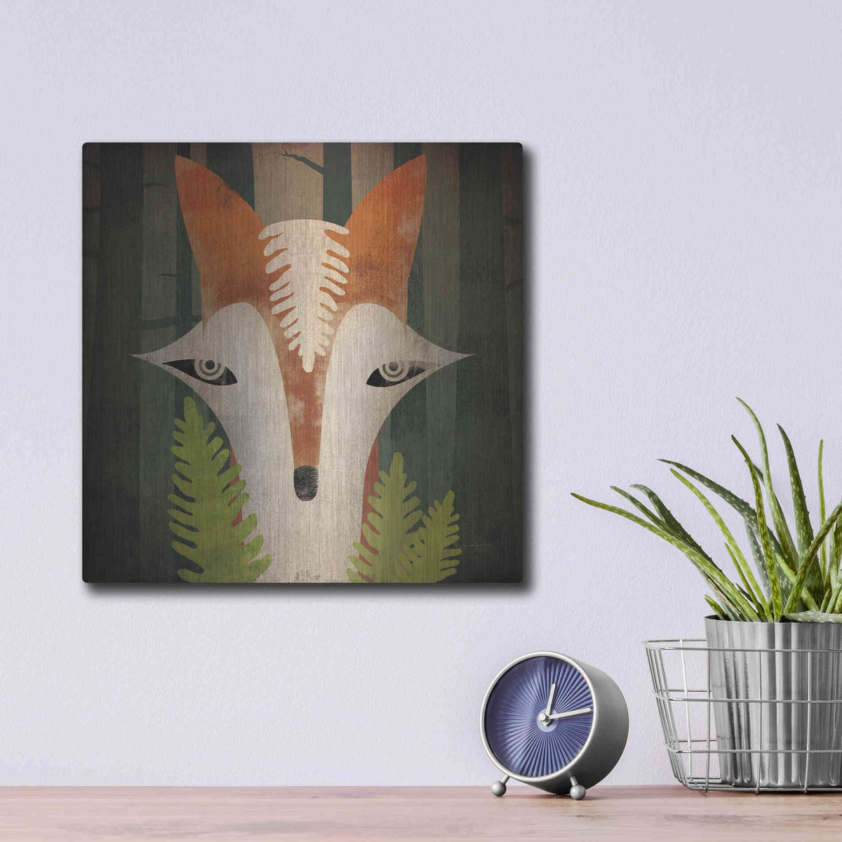 Luxe Metal Art 'Fern Fox' by Ryan Fowler, Metal Wall Art,12x12