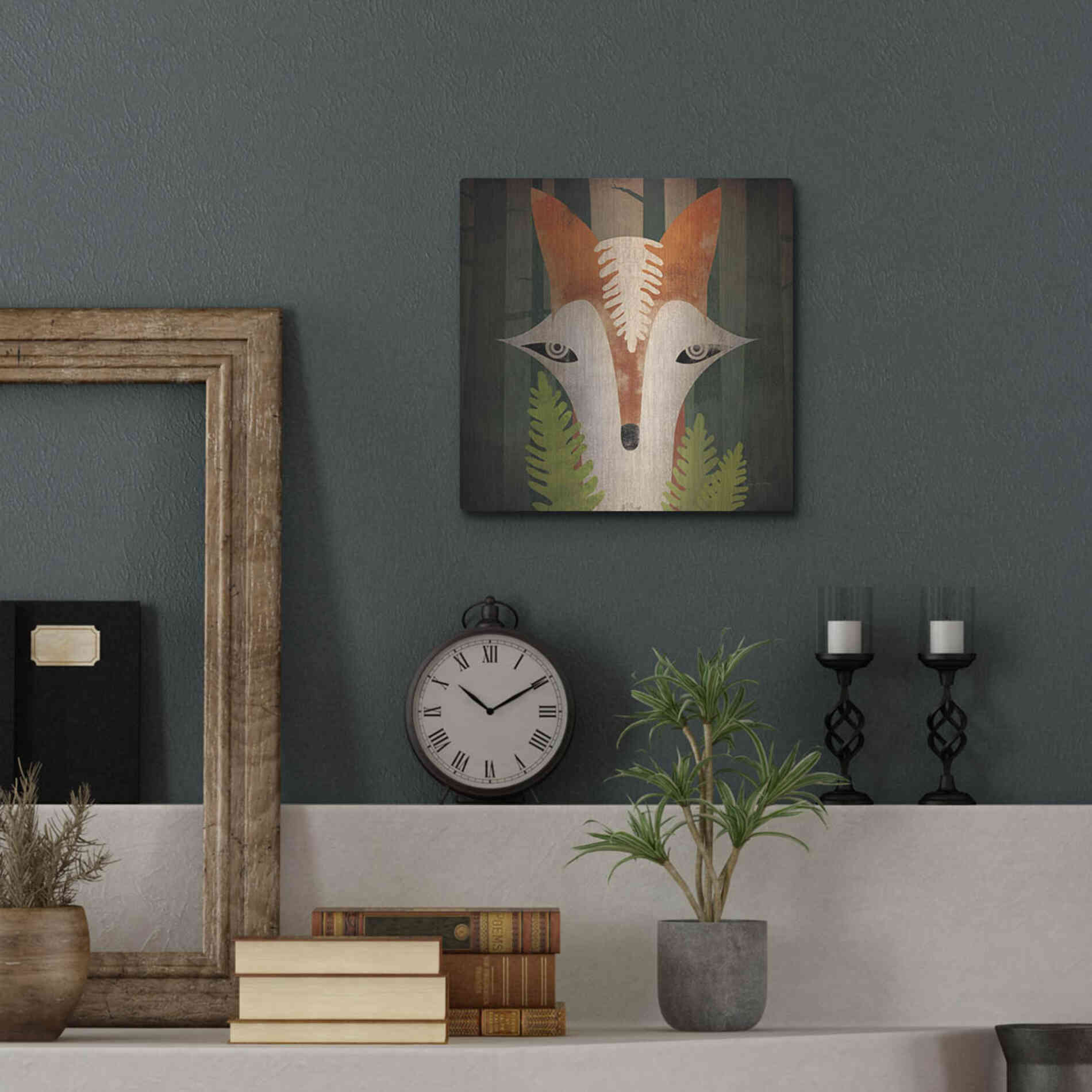 Luxe Metal Art 'Fern Fox' by Ryan Fowler, Metal Wall Art,12x12